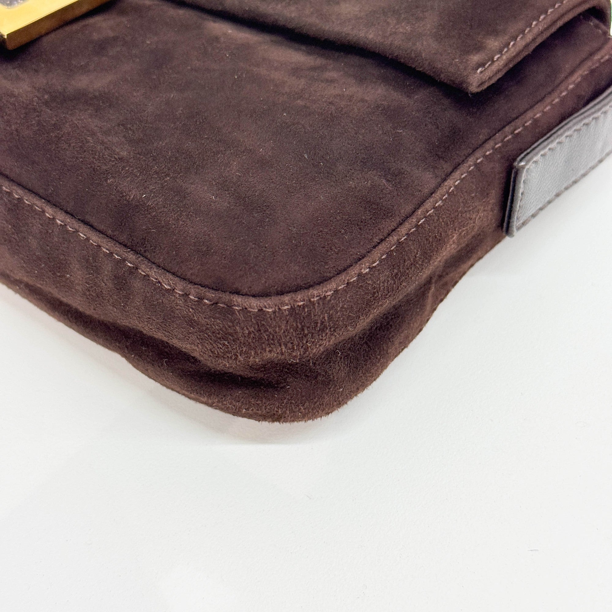 Baguette Brown Suede Shoulder Bag