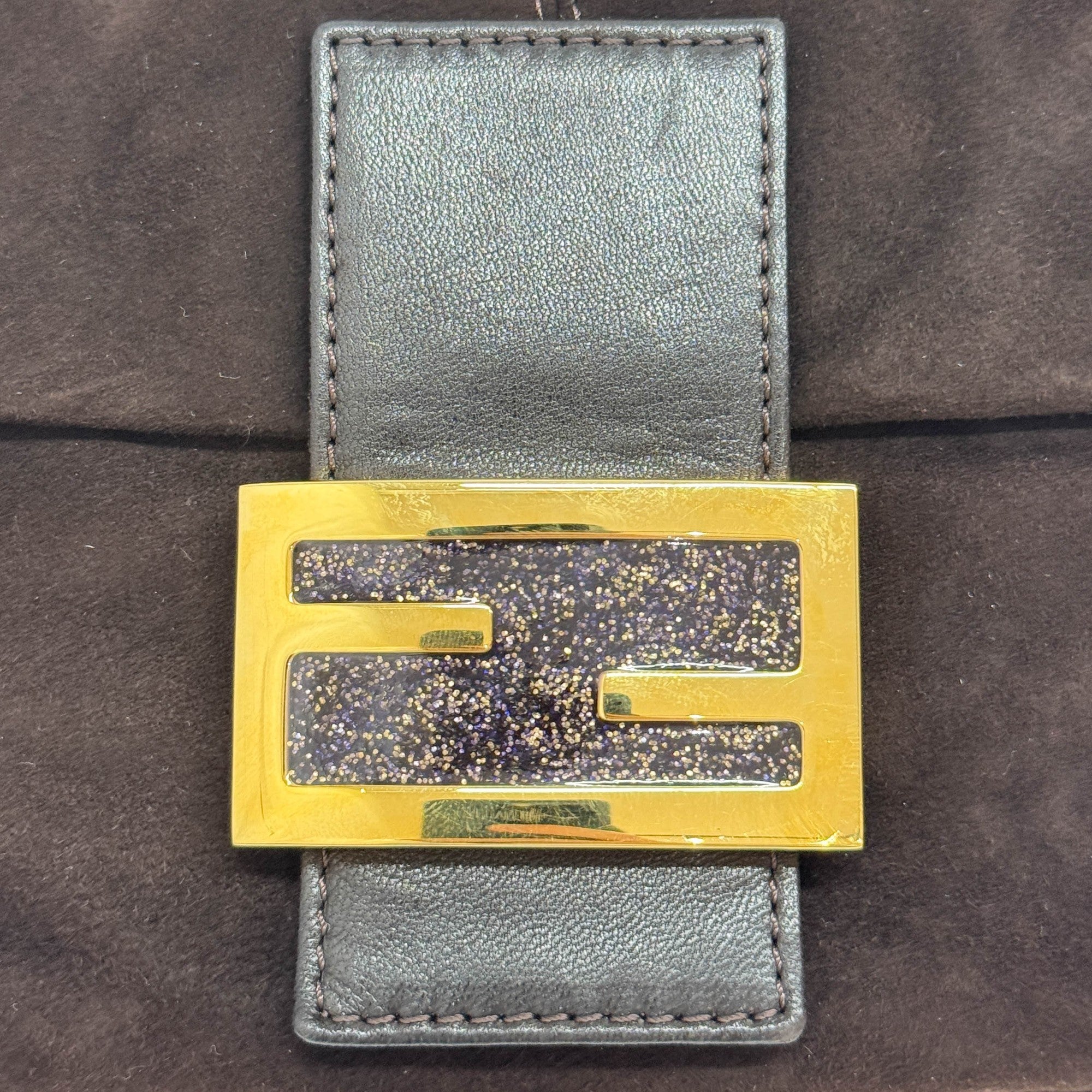 Baguette Brown Suede Shoulder Bag