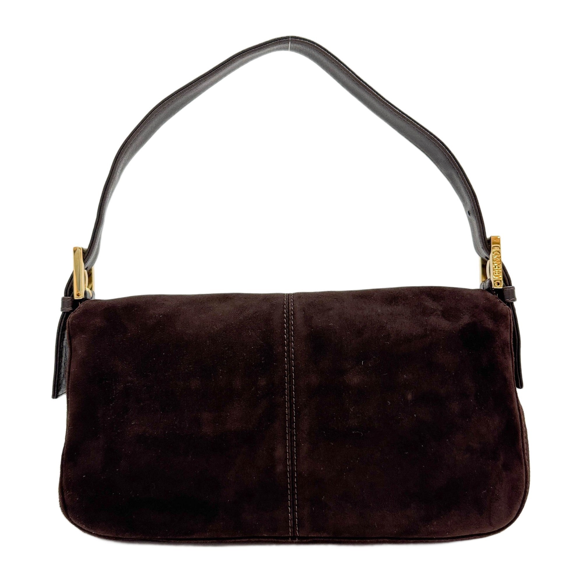 Baguette Brown Suede Shoulder Bag
