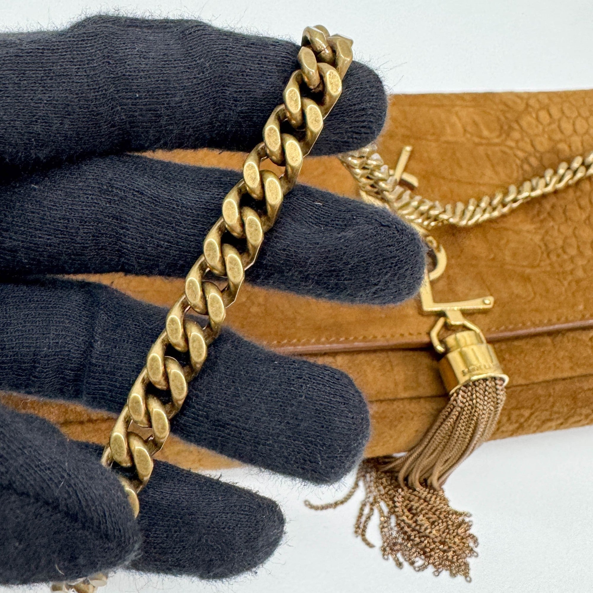 Brown Crocodile Embossed Nubuck Leather Shoulder Bag