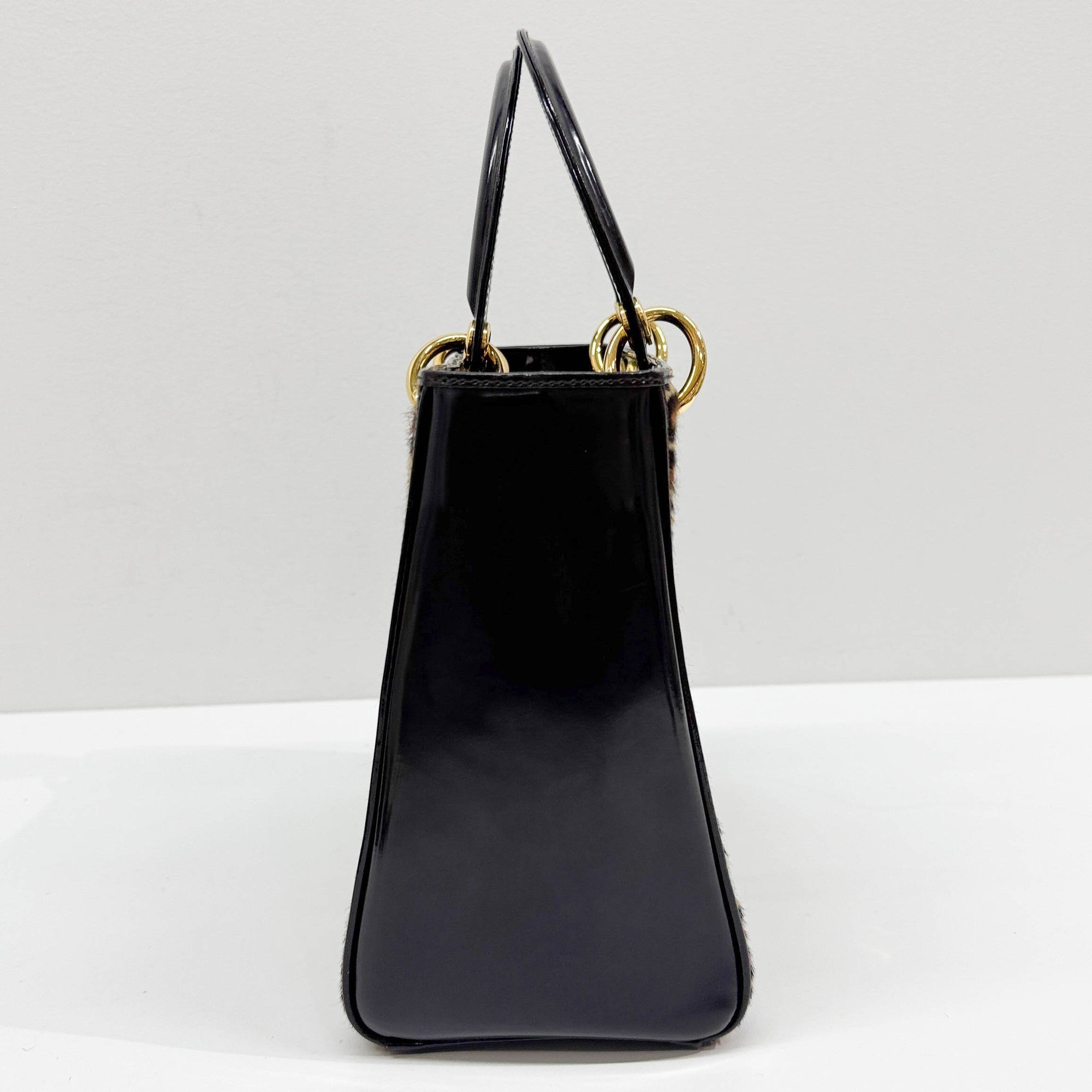 Lady Dior Brown Leopard Print Pony Hair Hand Bag