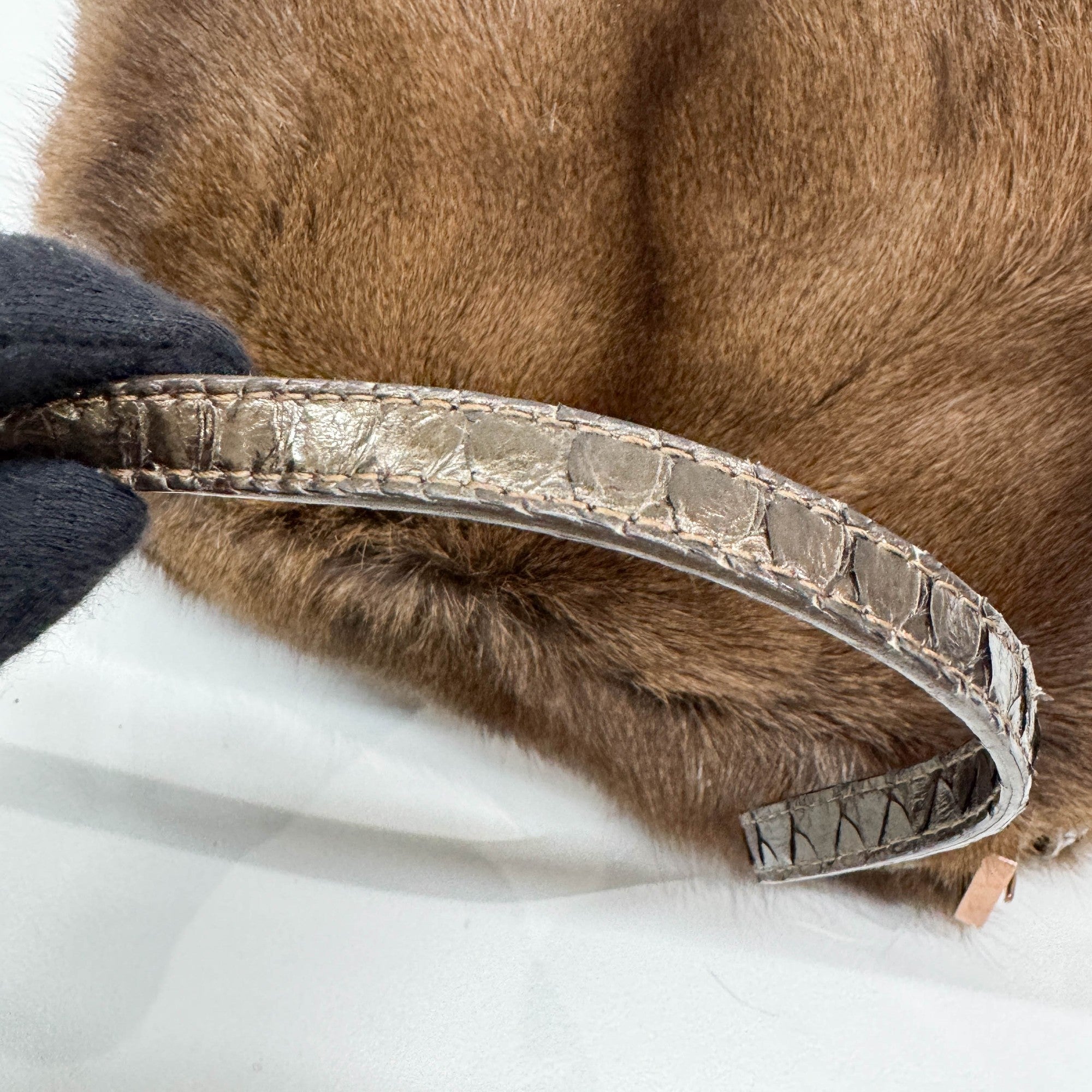 Mini Mamma Baguette Brown Fur  Shoulder Bag