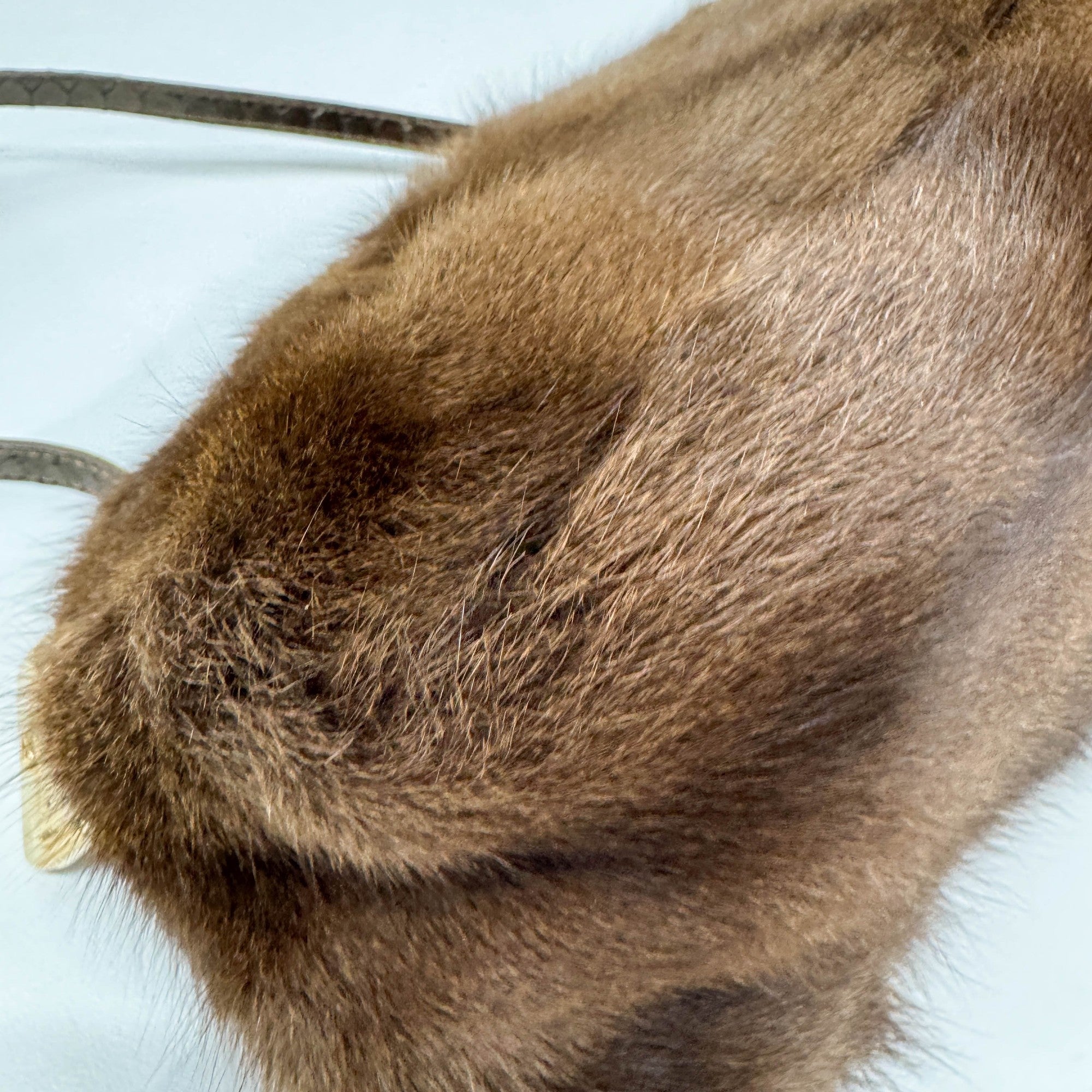 Mini Mamma Baguette Brown Fur  Shoulder Bag