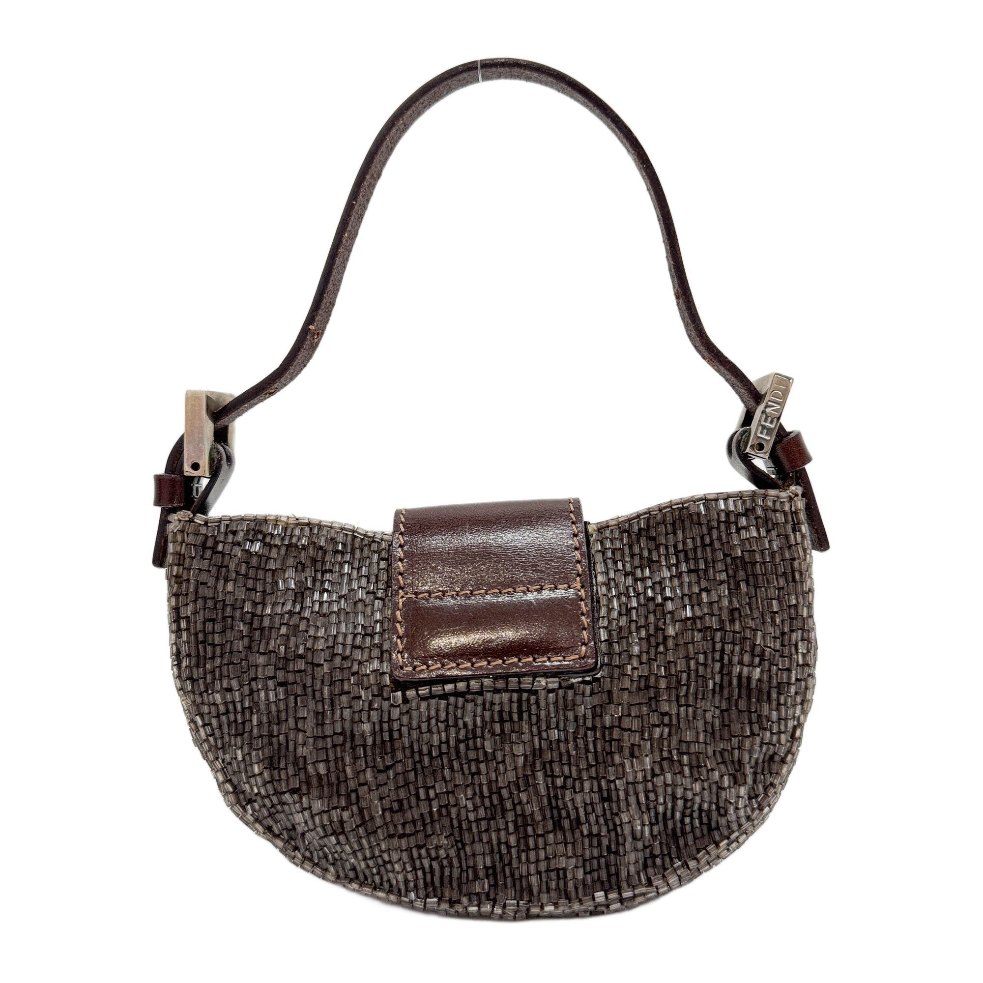 Mini Croissant Brown Beads Hand Bag