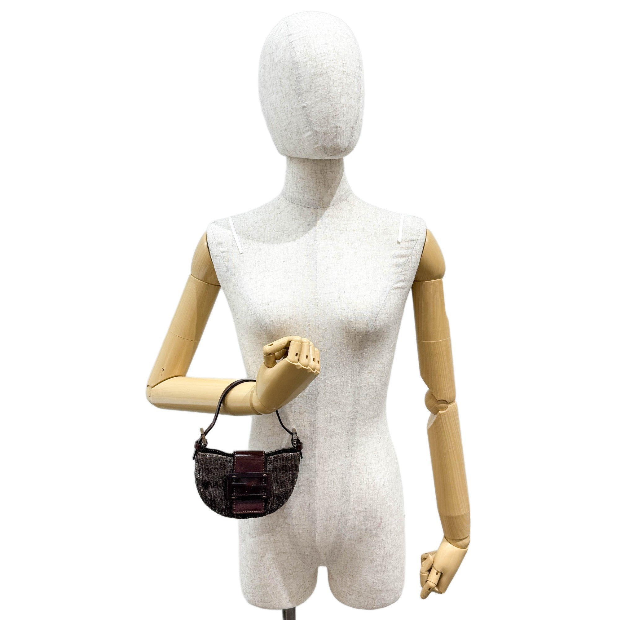 Mini Croissant Brown Beads Hand Bag