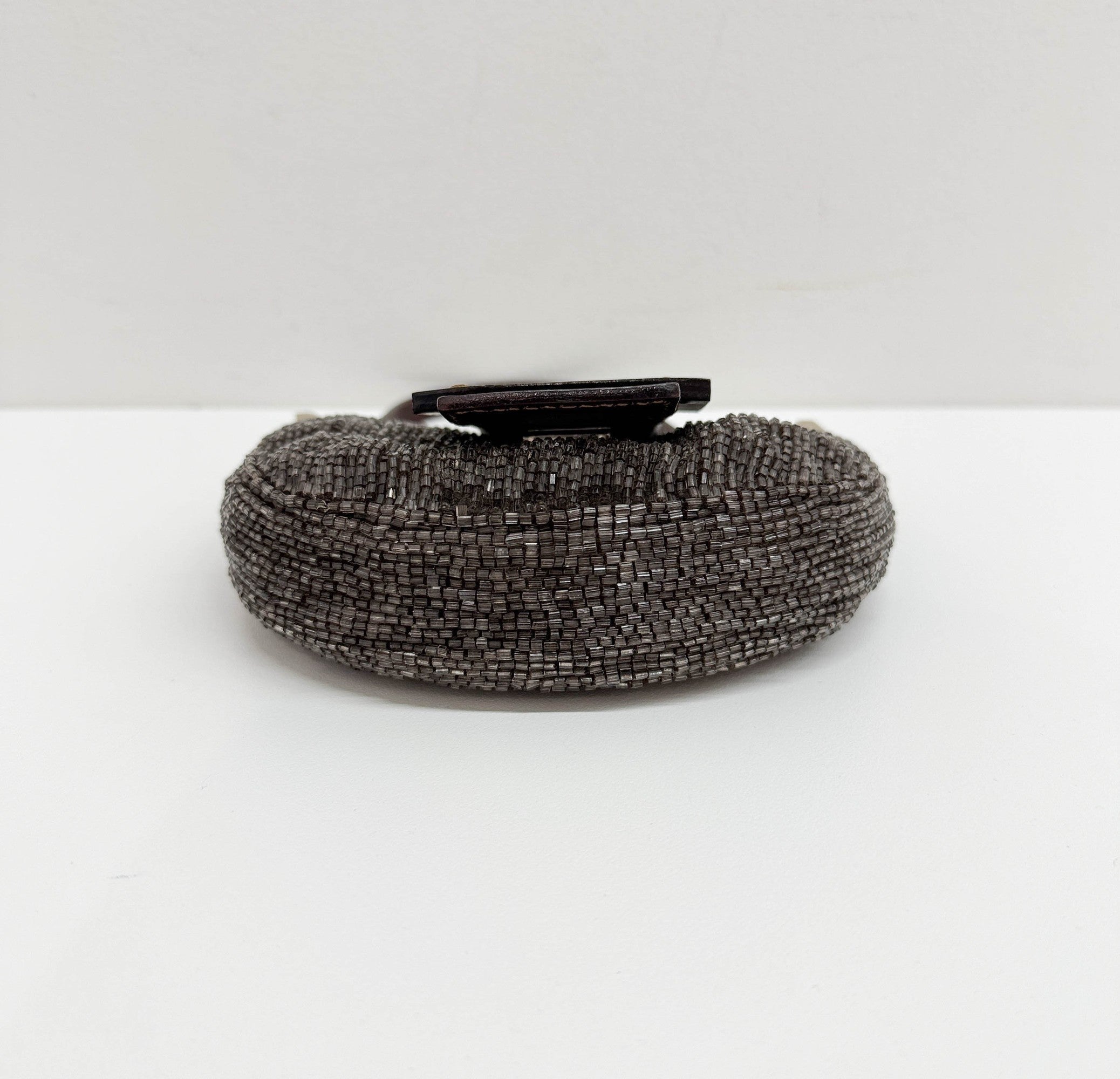 Mini Croissant Brown Beads Hand Bag