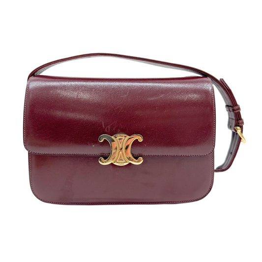 Triomphe Bordeaux Leather Shoulder Bag