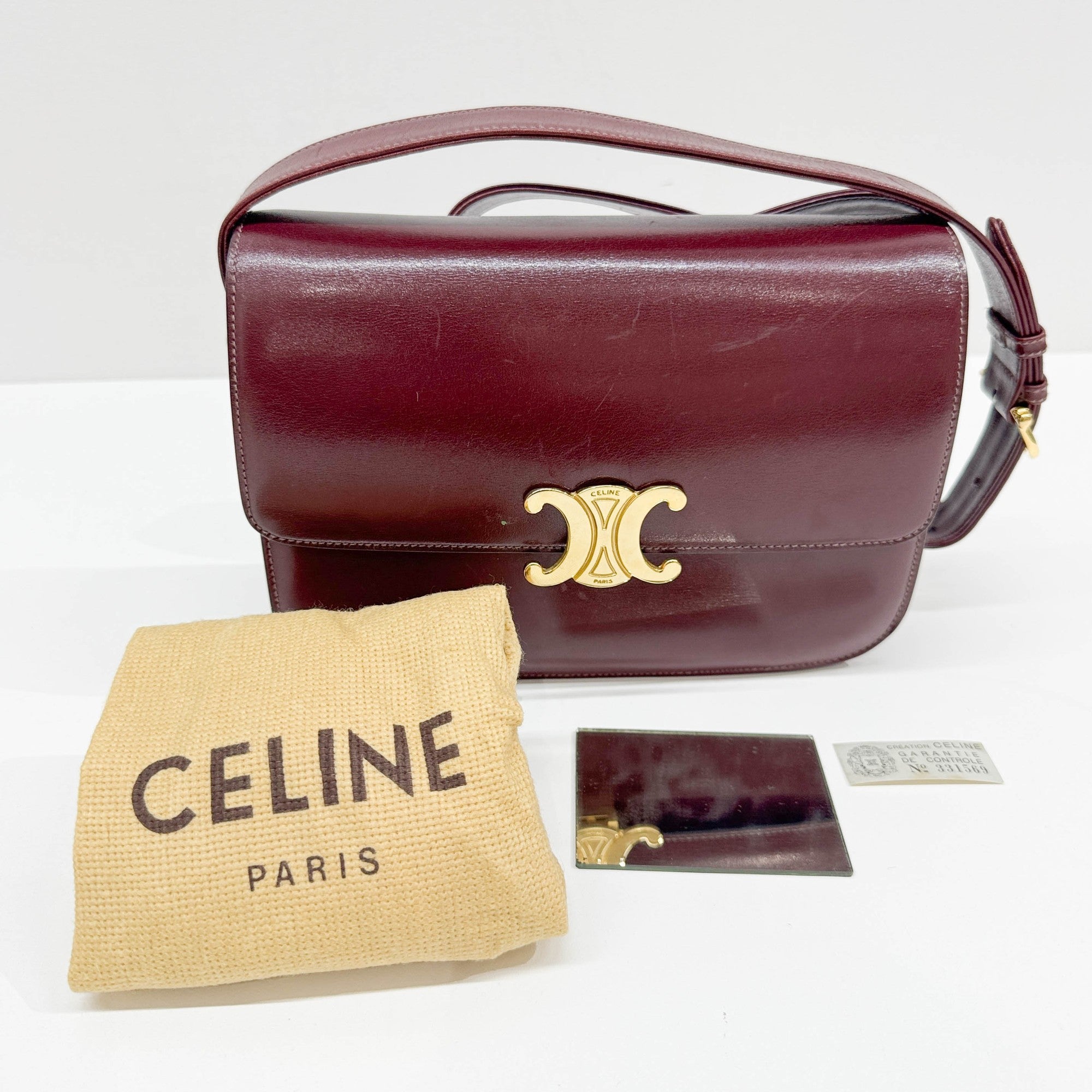 Triomphe Bordeaux Leather Shoulder Bag
