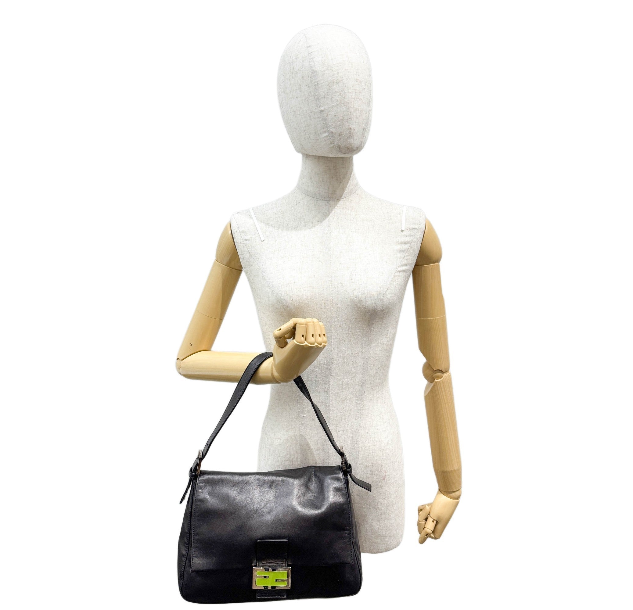 Mamma Baguette Black Leather Shoulder Bag