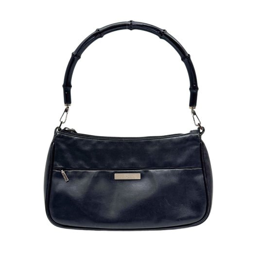Bamboo Black Leather Shoulder Bag