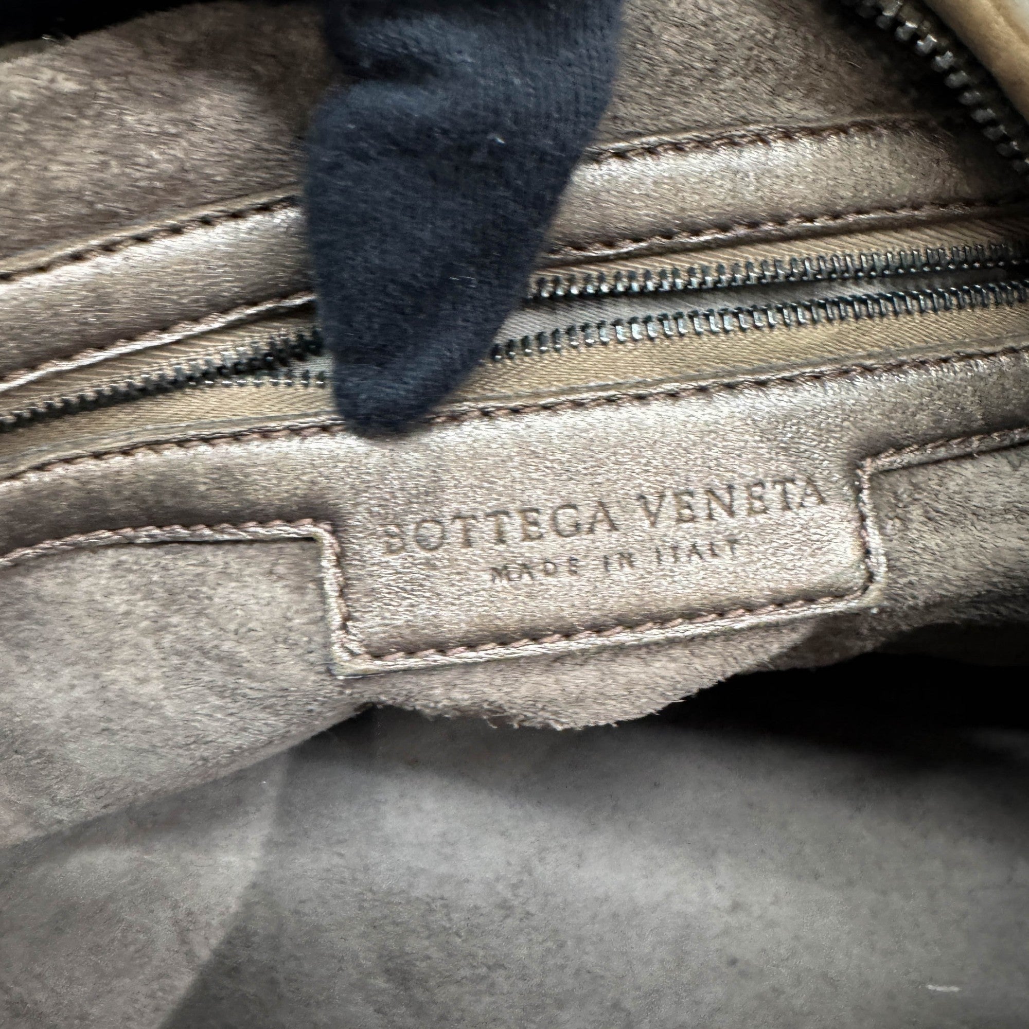 Intrecciato Metallic Bronze Leather Shoulder Bag