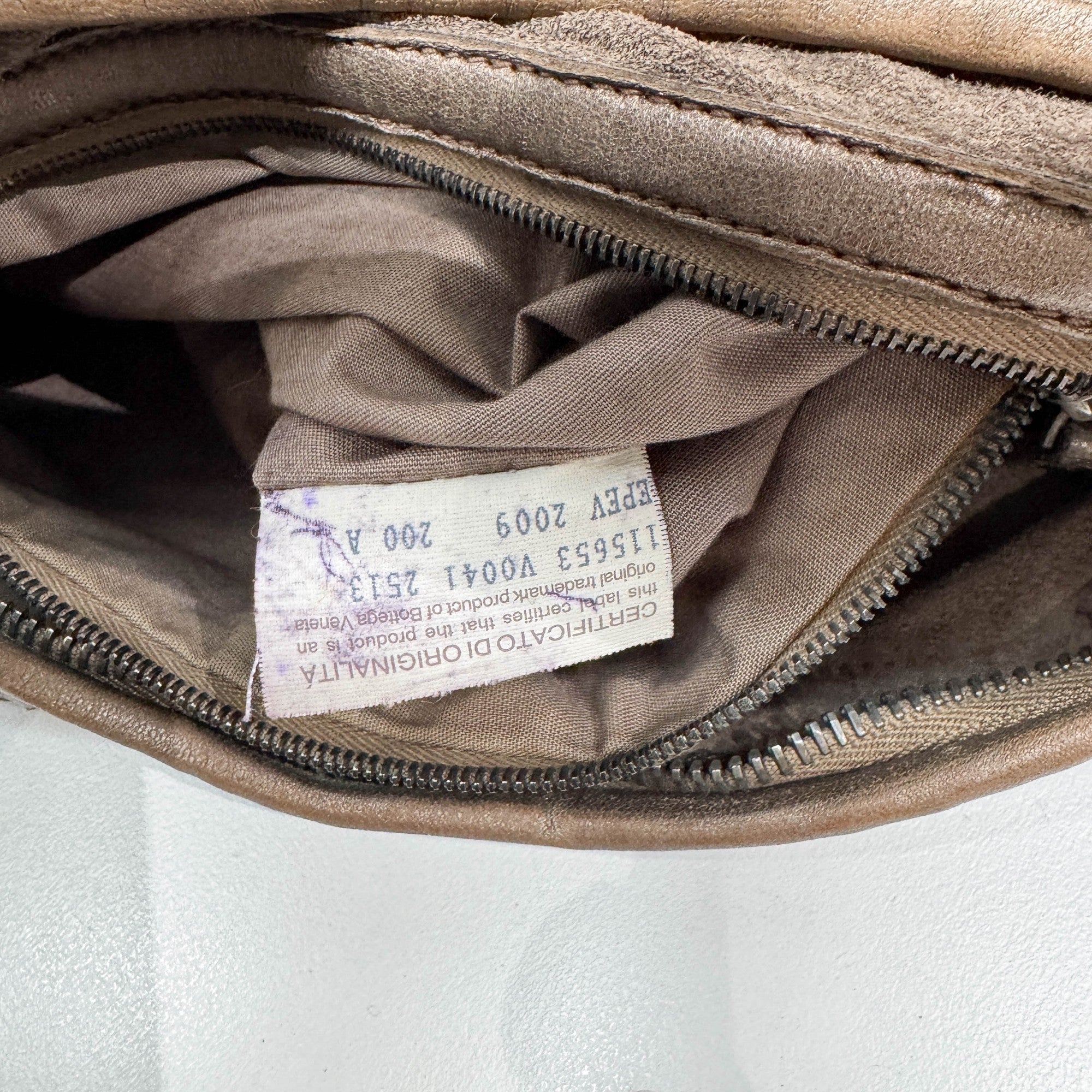 Intrecciato Metallic Bronze Leather Shoulder Bag