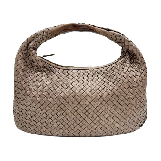 Intrecciato Metallic Bronze Leather Shoulder Bag