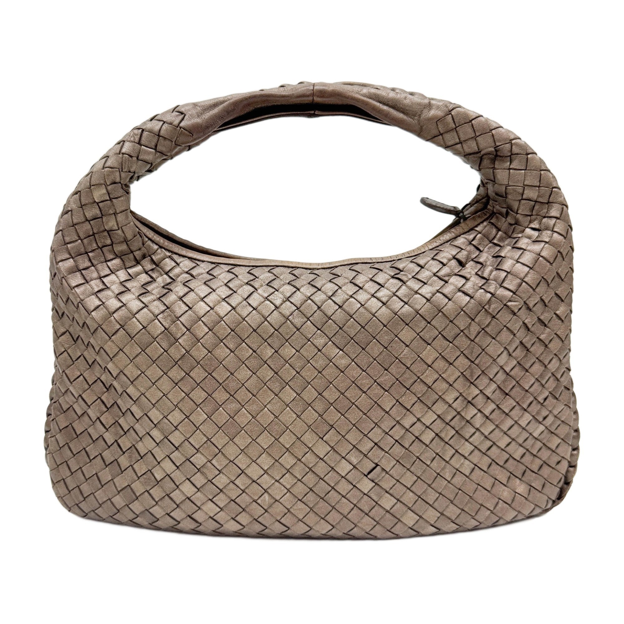 Intrecciato Metallic Bronze Leather Shoulder Bag