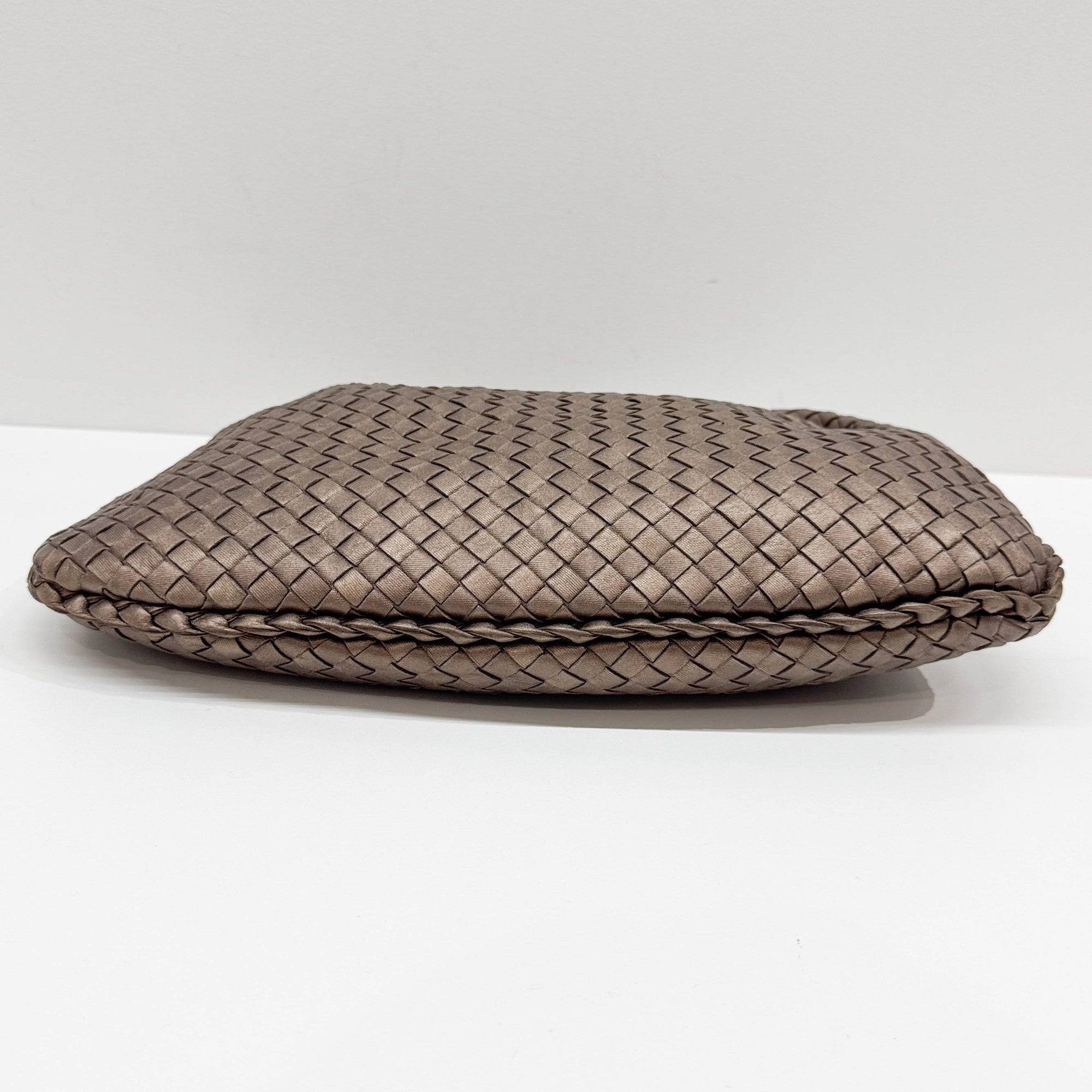 Intrecciato Metallic Bronze Leather Shoulder Bag