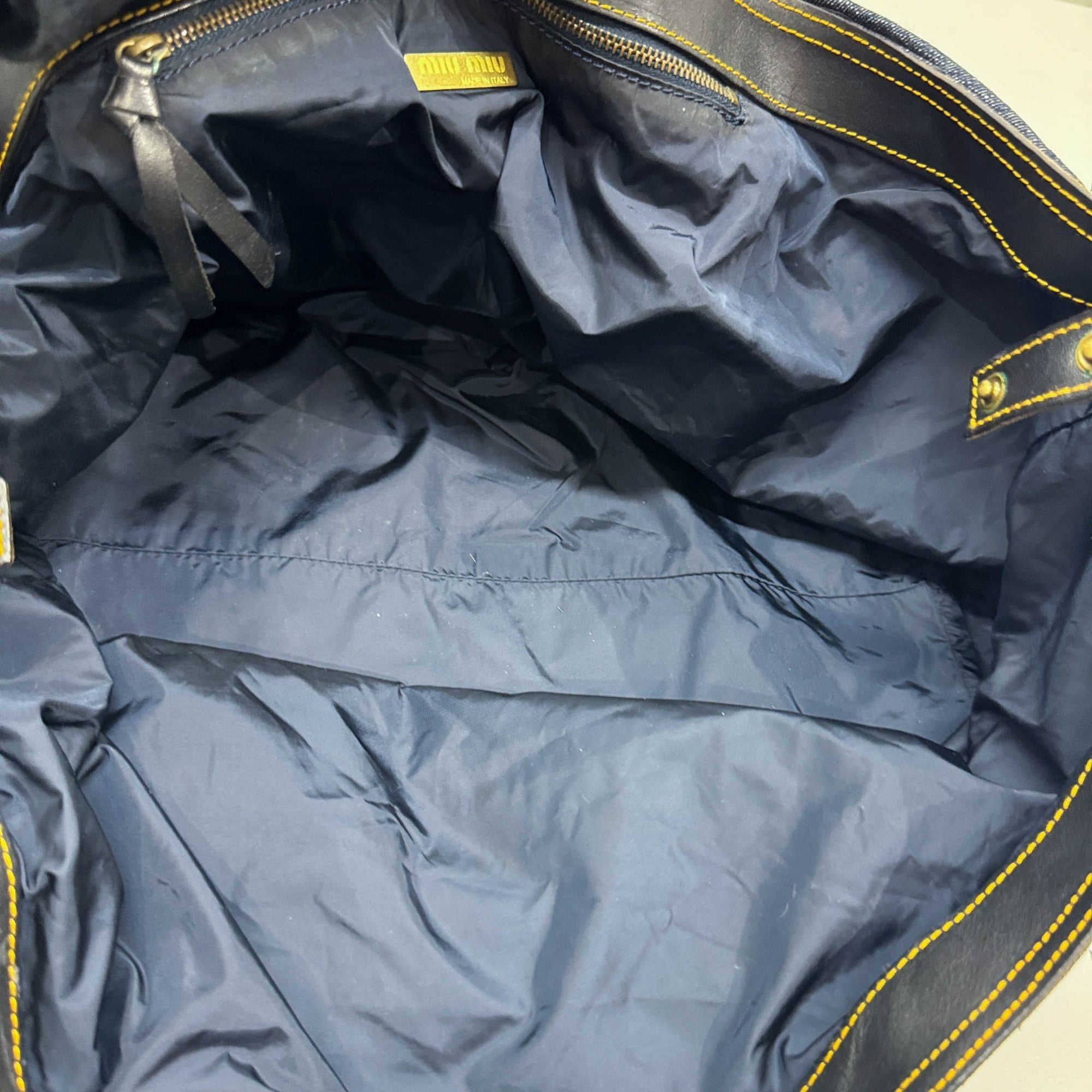 Navy Blue Denim Tote Bag