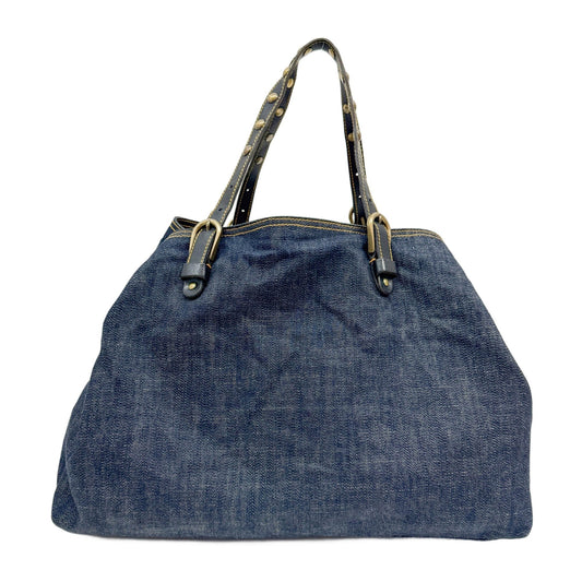 Navy Blue Denim Tote Bag
