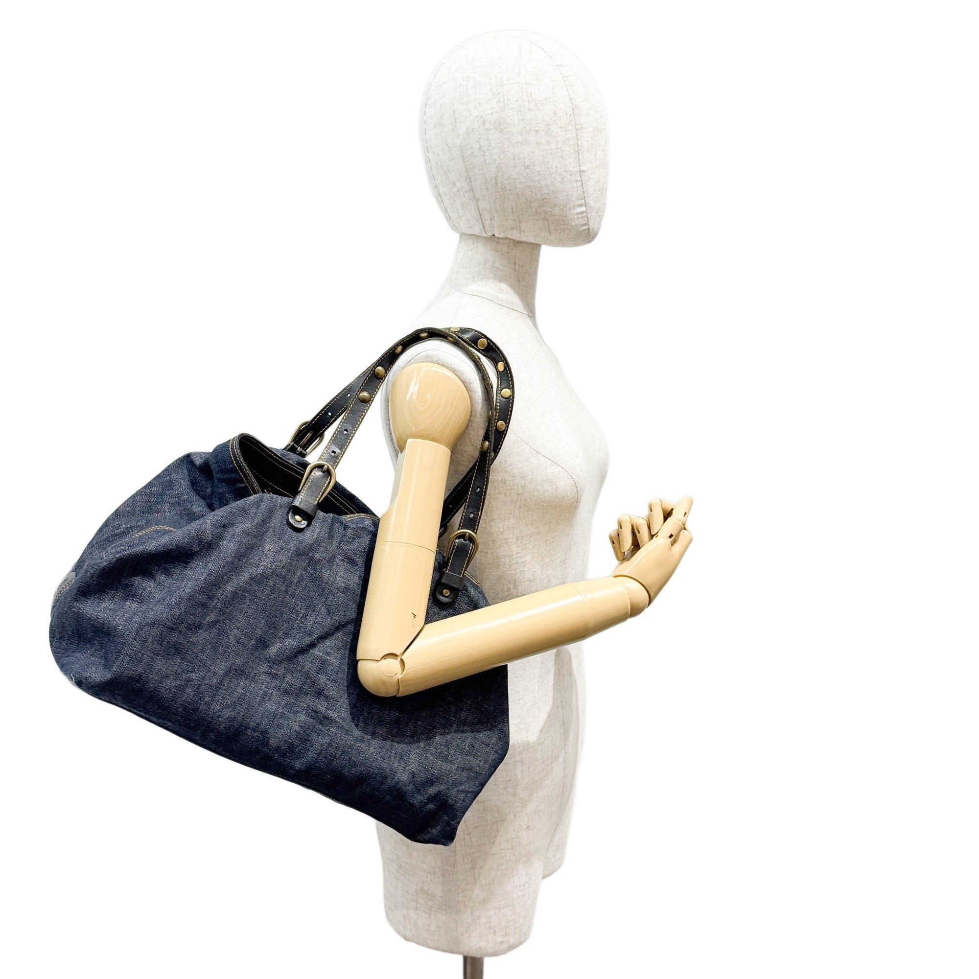 Navy Blue Denim Tote Bag