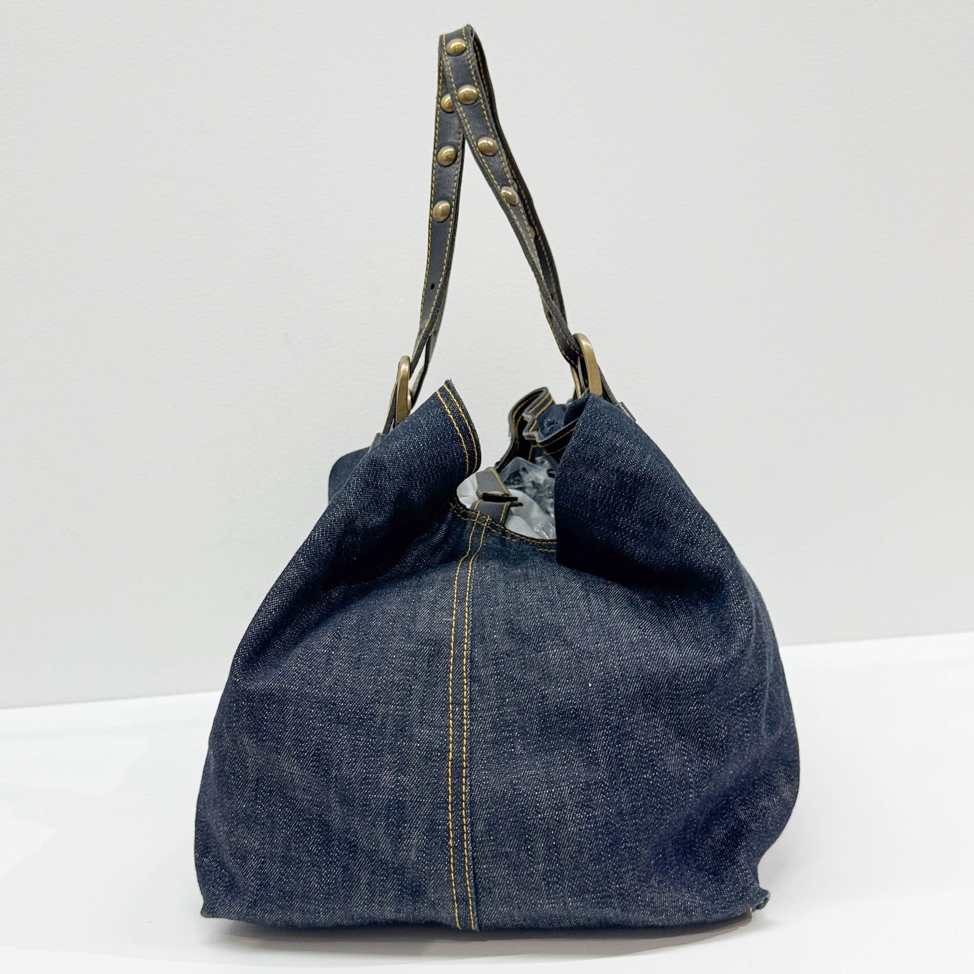 Navy Blue Denim Tote Bag