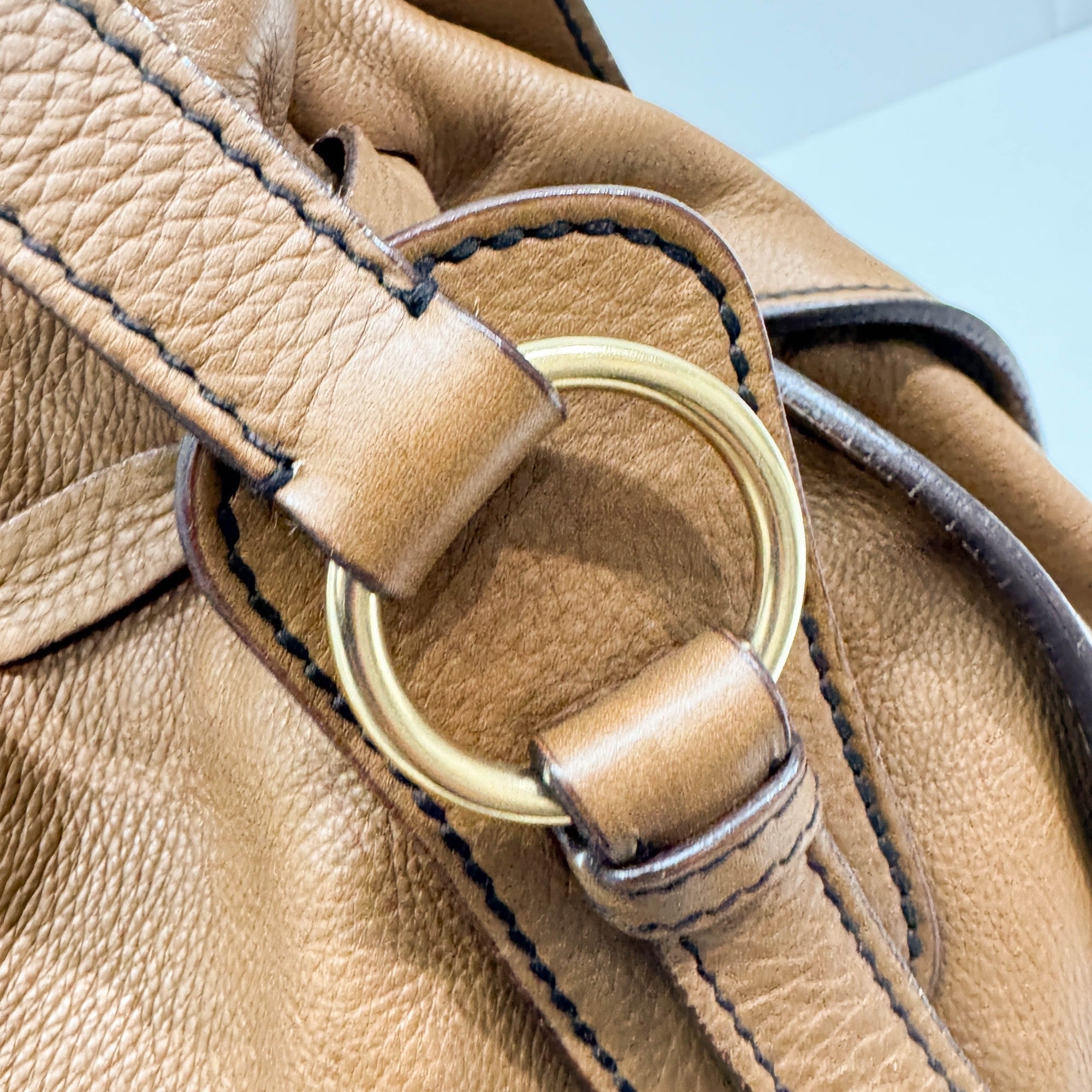 Vitello Lux Bow Brown Leather Shoulder Bag