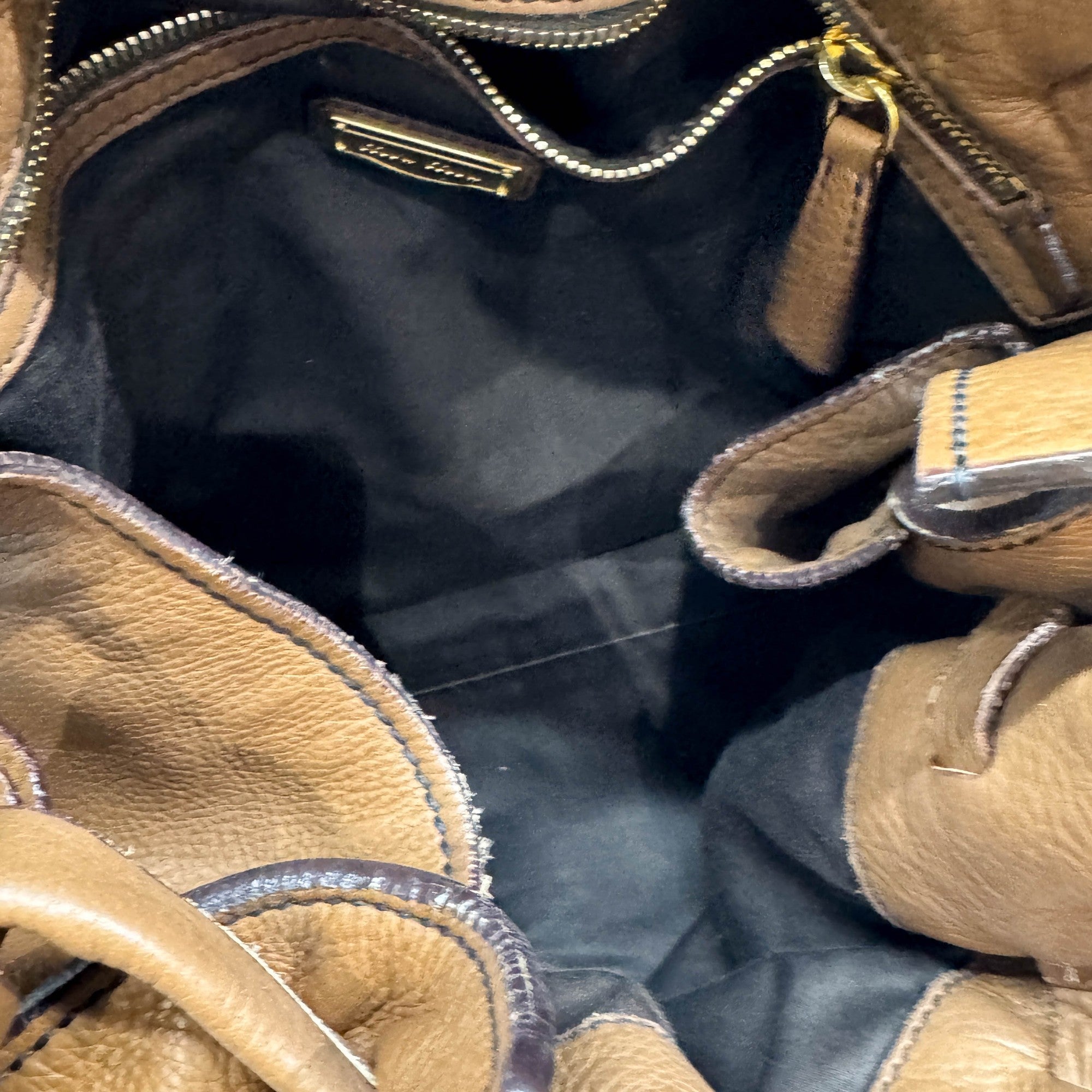 Vitello Lux Bow Brown Leather Shoulder Bag