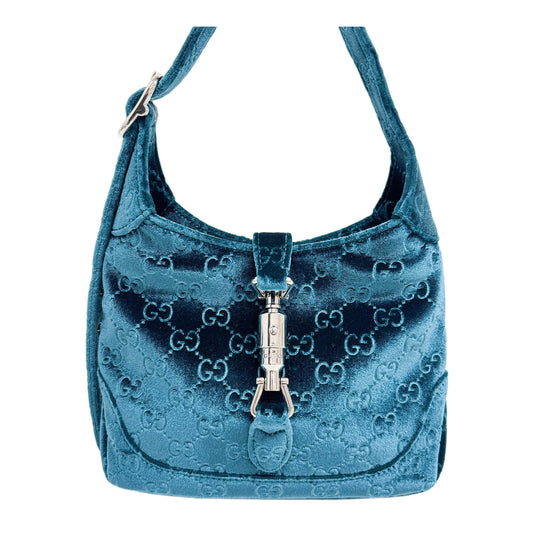 Jackie 1961 Teal GG Velvet Crossbody Bag