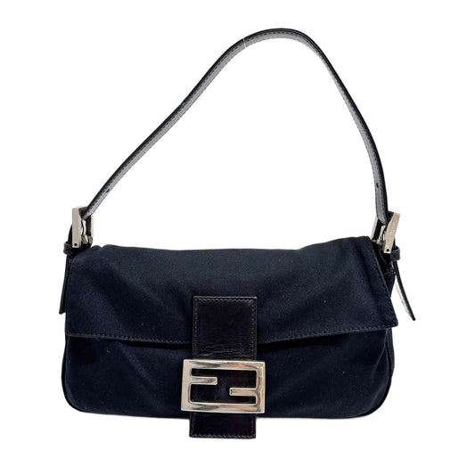 Baguette Black Neoprene Shoulder Bag