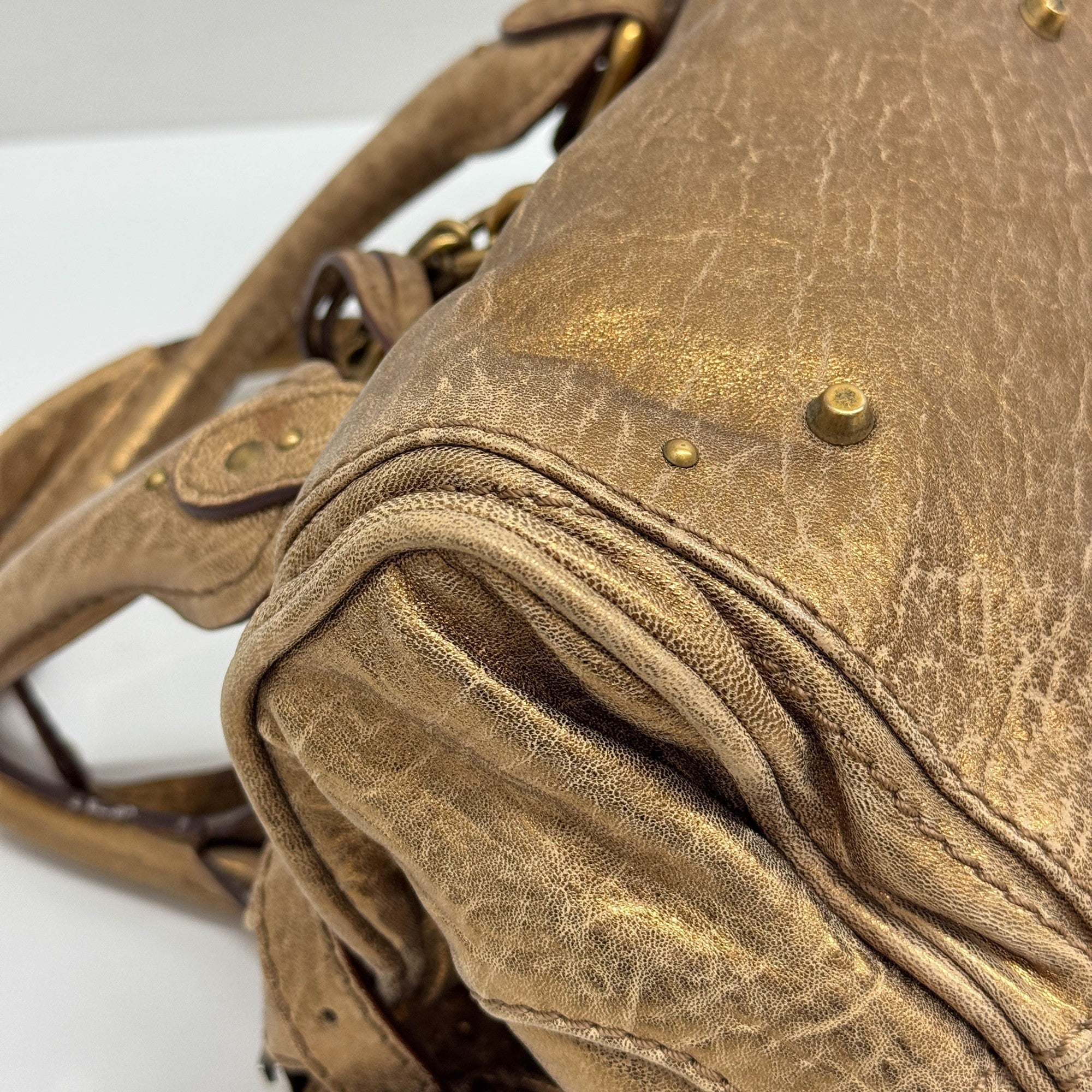 Paddington Gold Leather Shoulder Bag