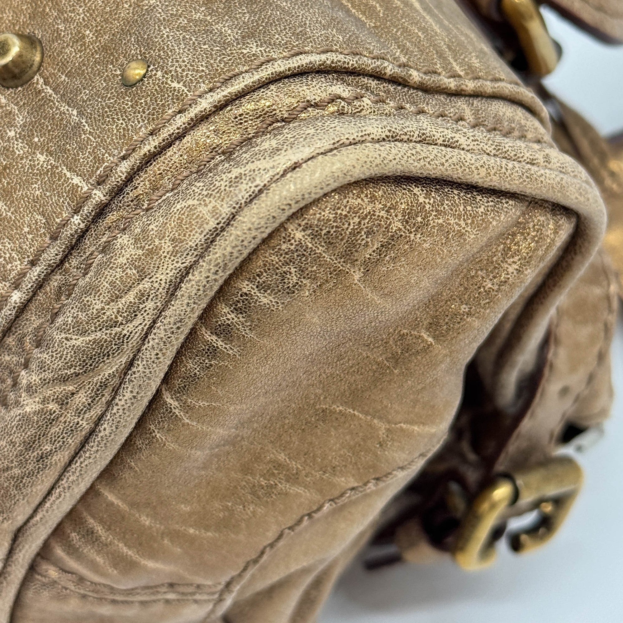 Paddington Gold Leather Shoulder Bag