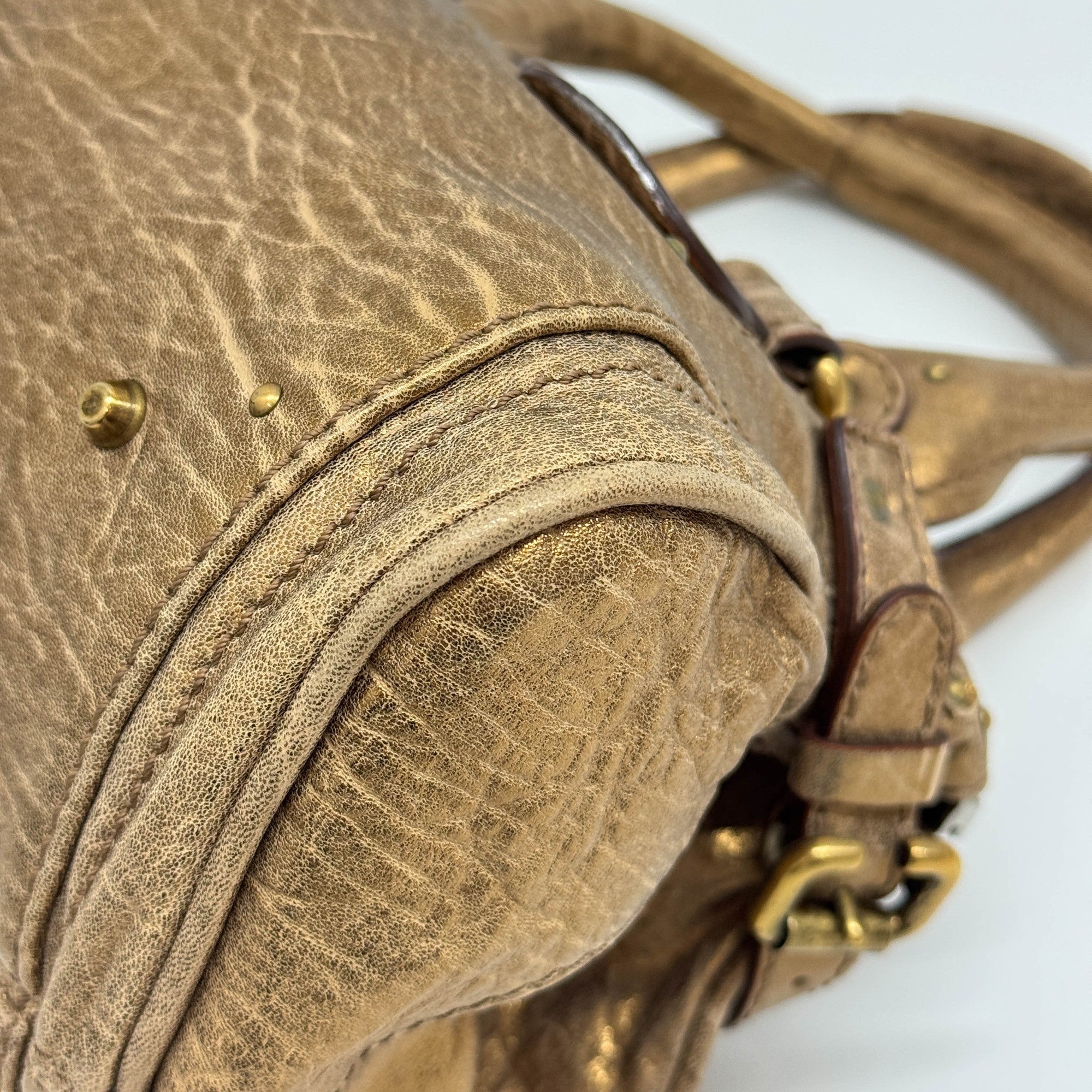 Paddington Gold Leather Shoulder Bag