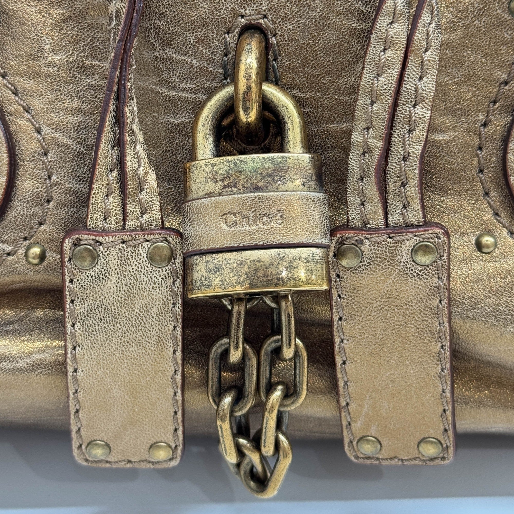 Paddington Gold Leather Shoulder Bag