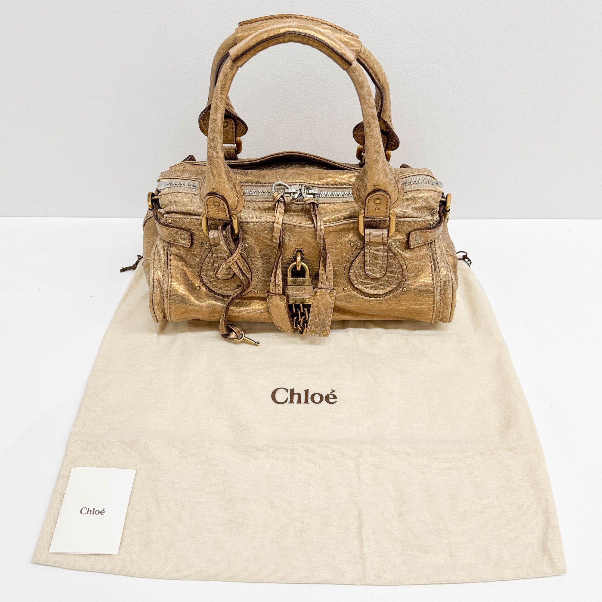 Paddington Gold Leather Shoulder Bag