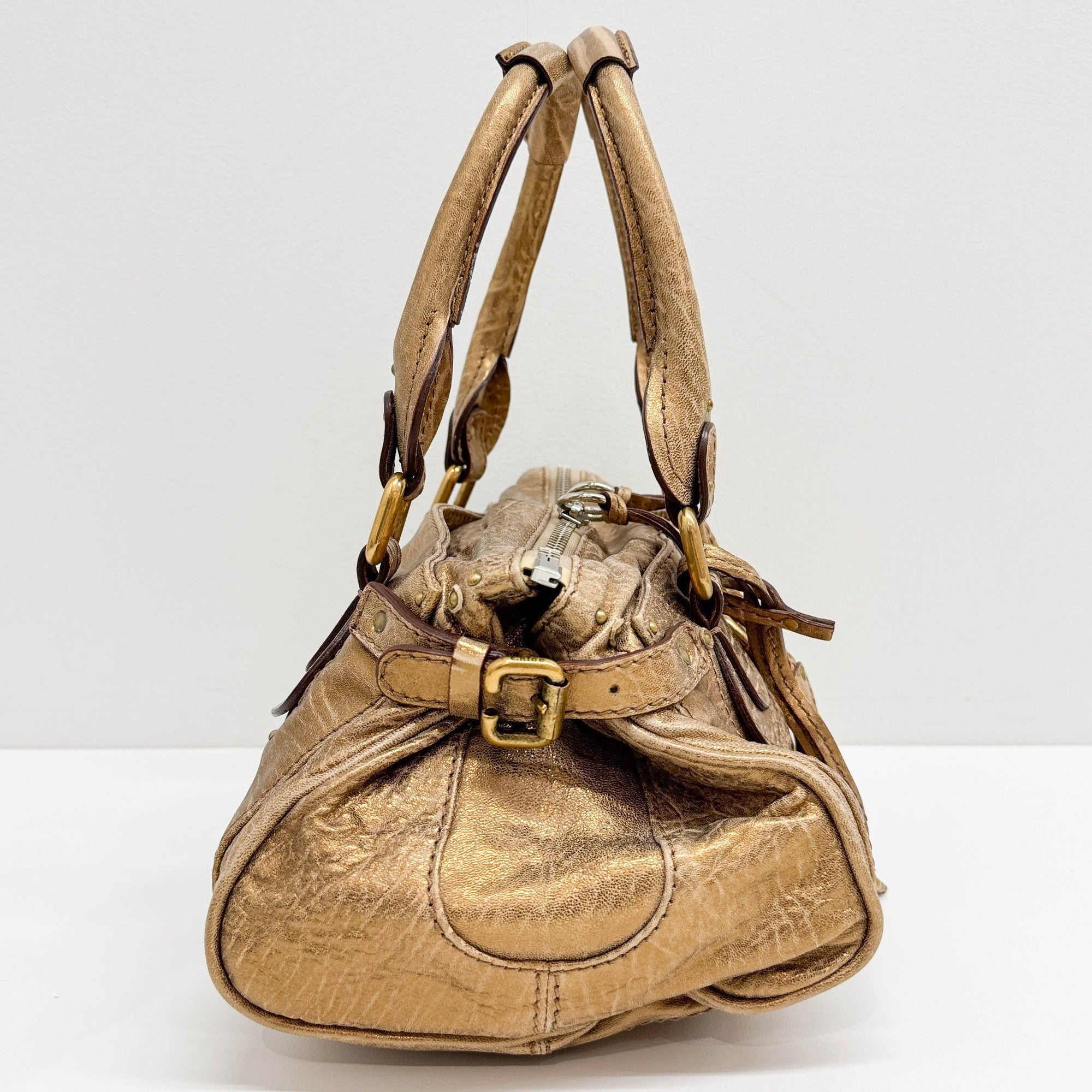 Paddington Gold Leather Shoulder Bag