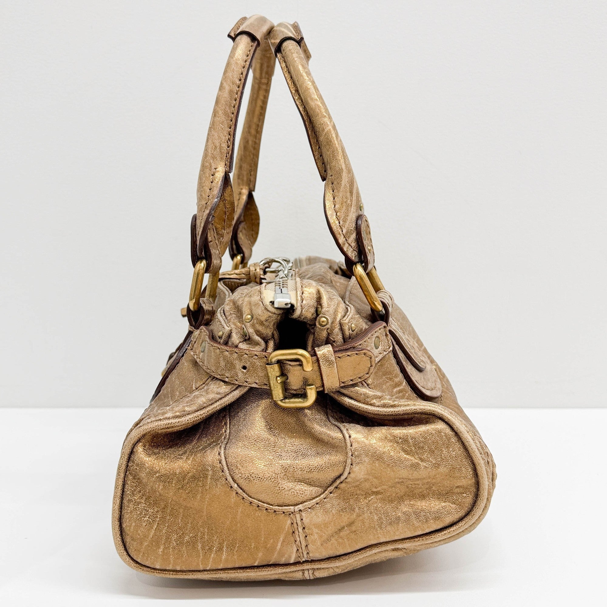 Paddington Gold Leather Shoulder Bag