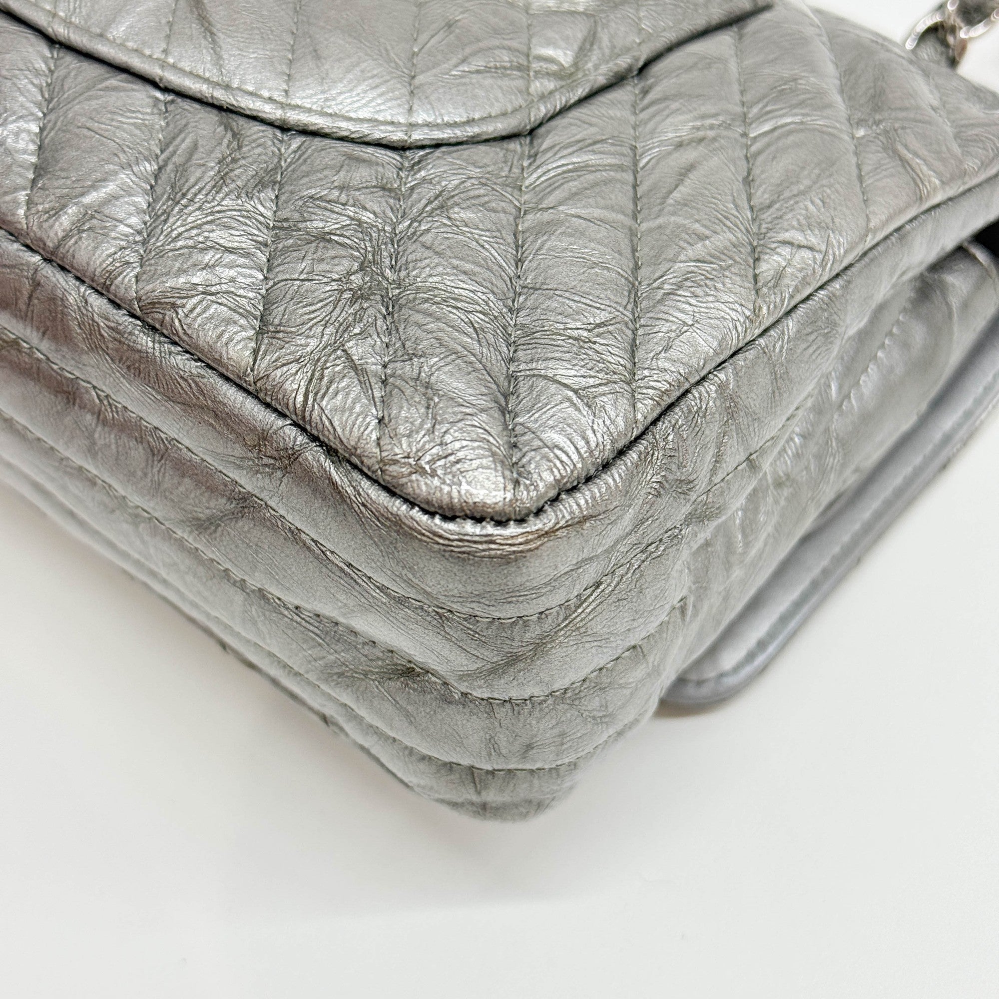 Classic Flap Silver Matelasse Shoulder Bag