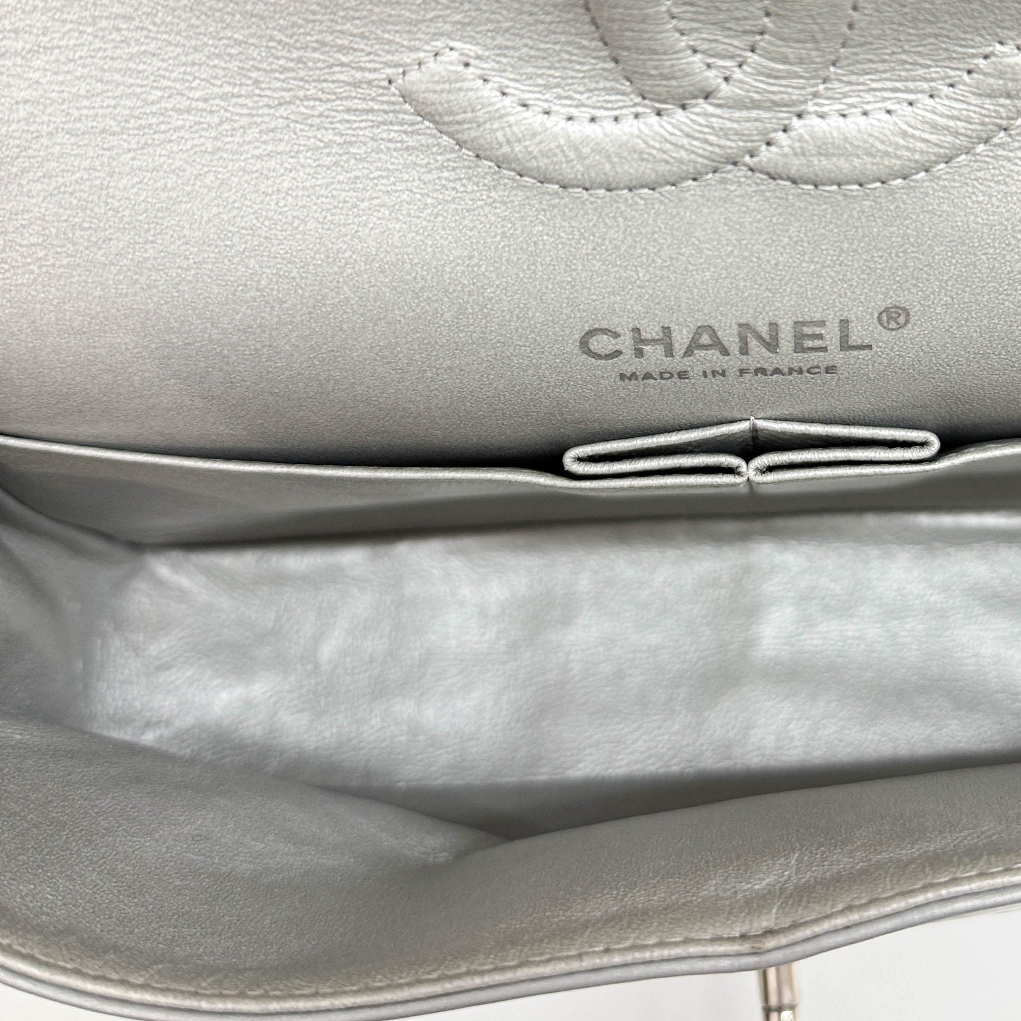 Classic Flap Silver Matelasse Shoulder Bag