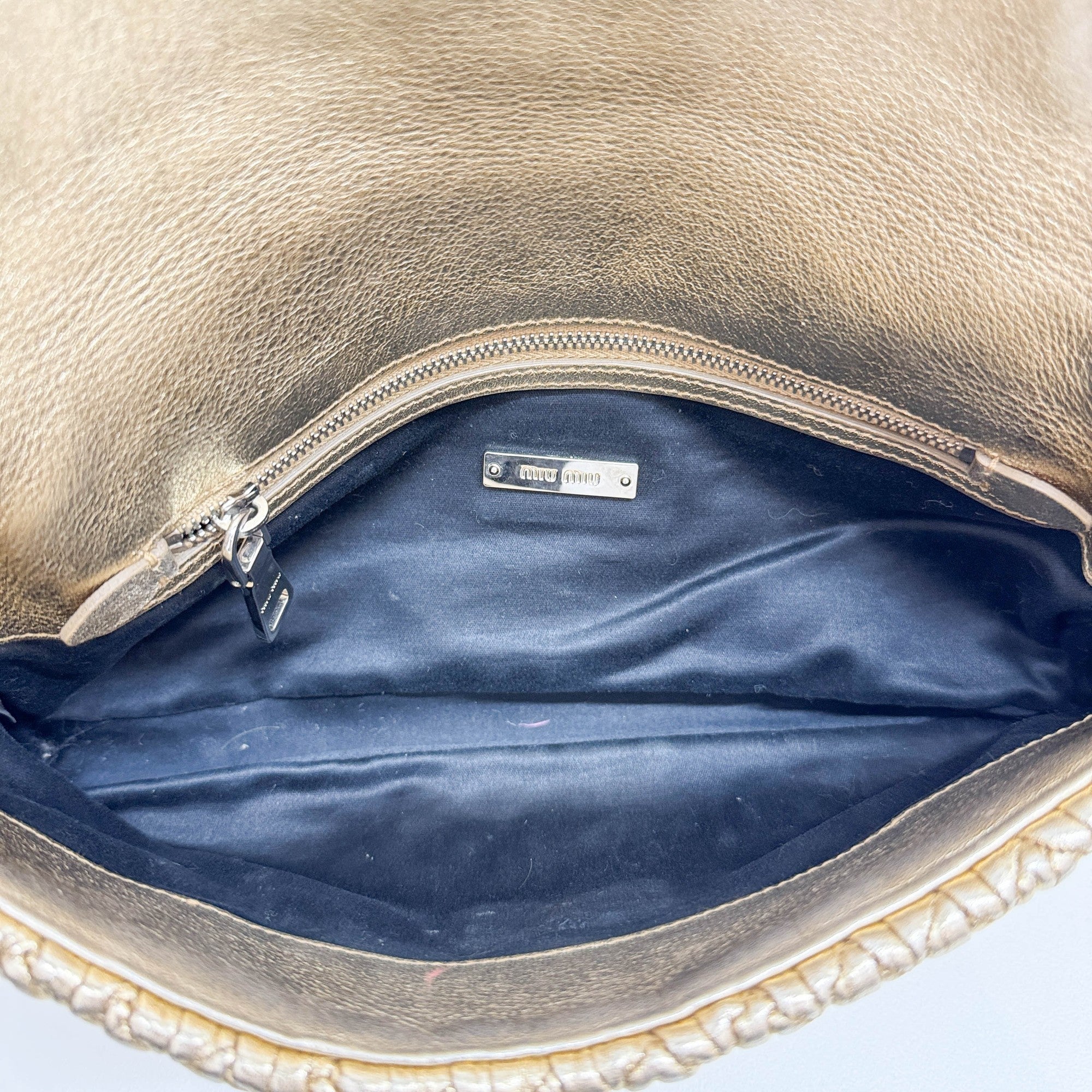 Matelasse Nappa Gold Leather Crystal Shoulder Bag