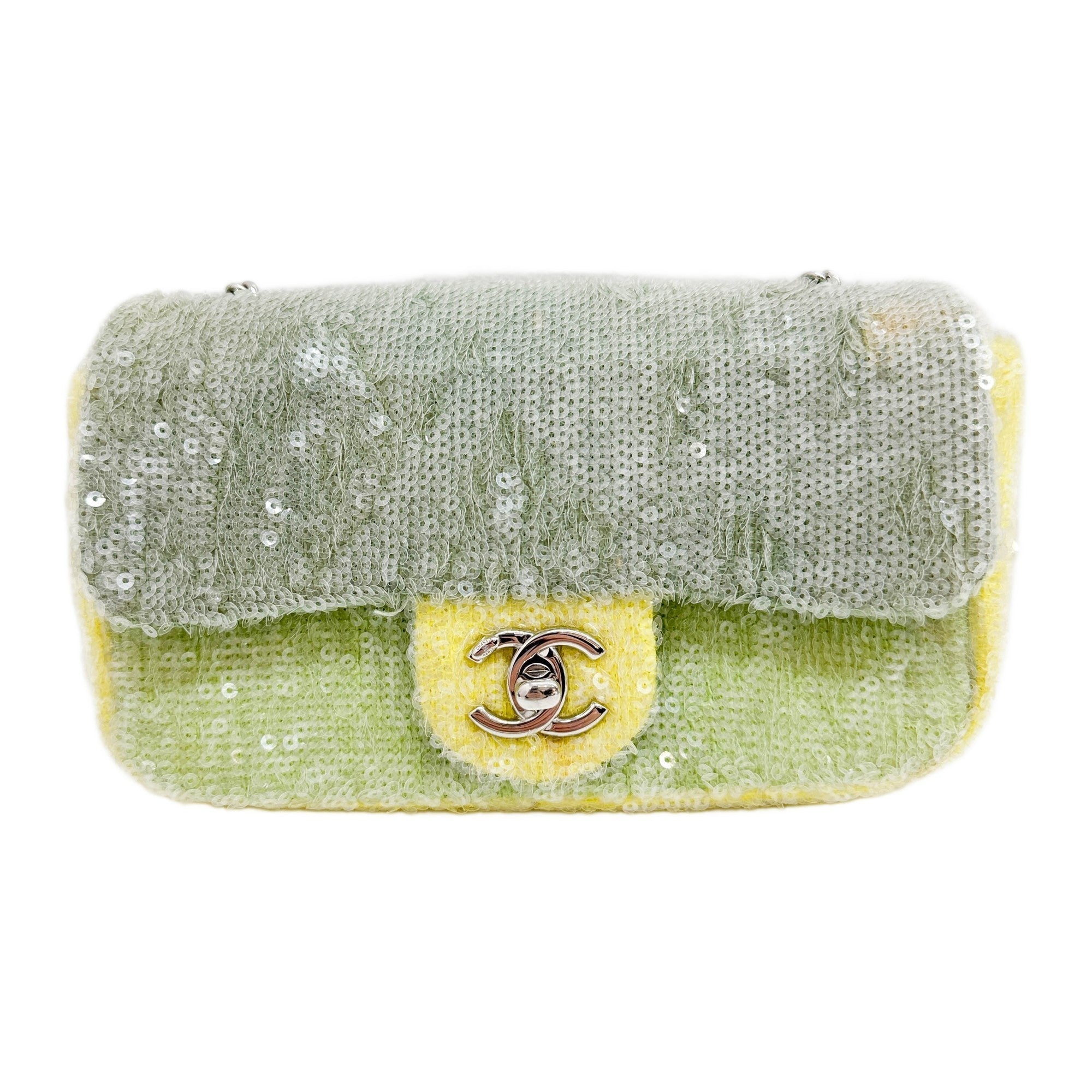 Green Sequin Waterfall Mini Rectangular Flap Bag