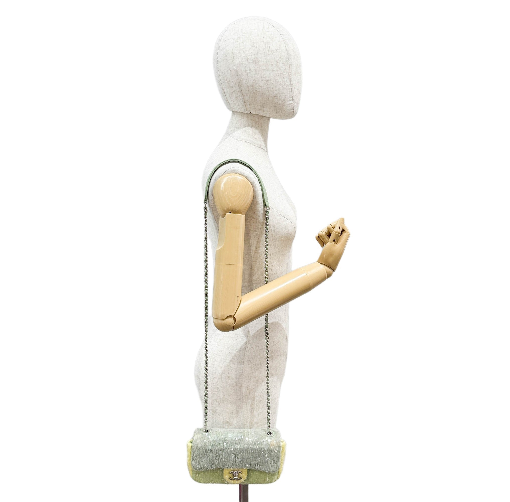 Green Sequin Waterfall Mini Rectangular Flap Bag