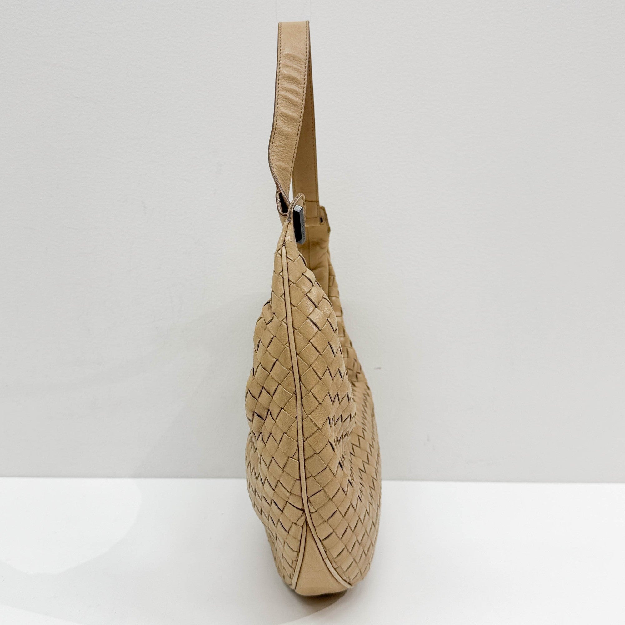 Intrecciato Tan Leather Shoulder Bag