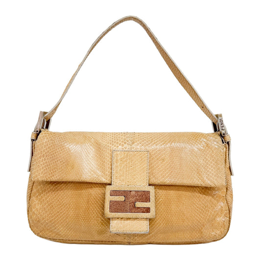 Baguette Sand Lizard Embossed Leather Shoulder Bag