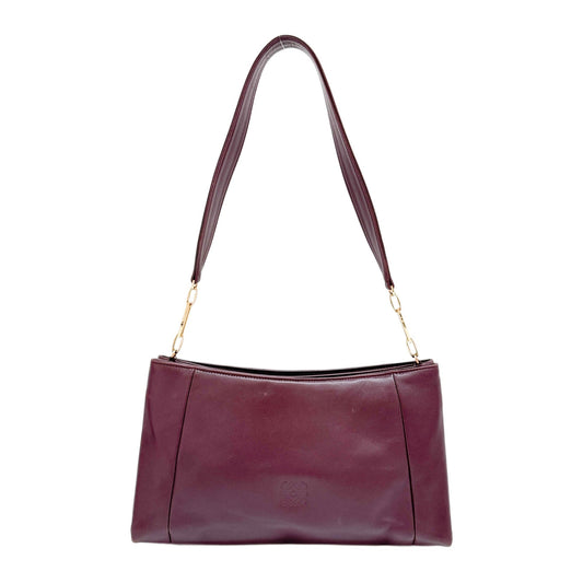 Plum Purple Leather Shoulder Bag