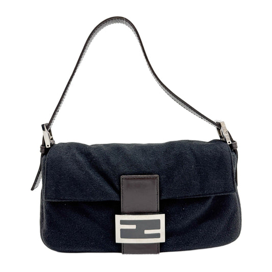 Baguette Charcoal Gray Cashmere Shoulder Bag