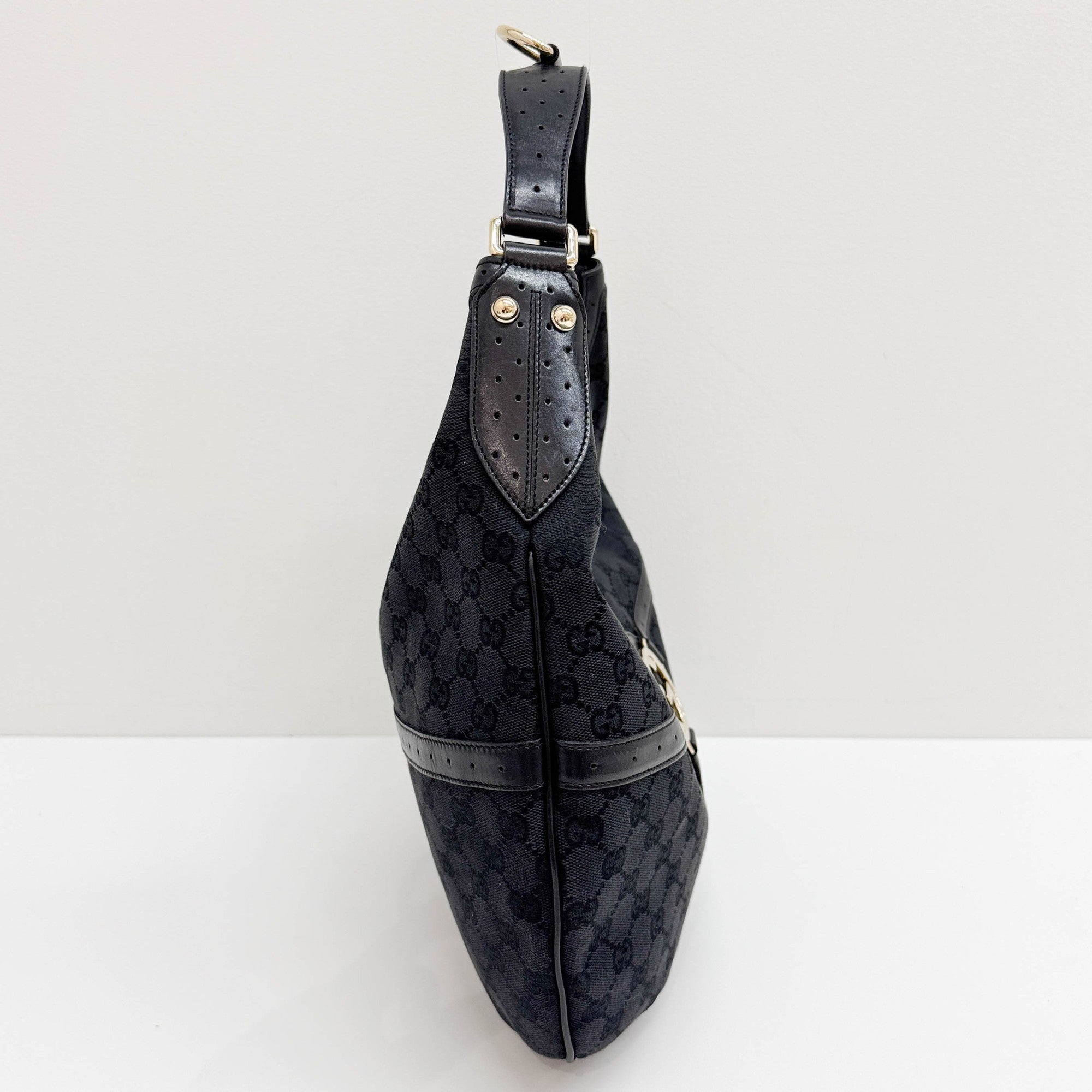 Reins Web Black GG Canvas Shoulder Bag