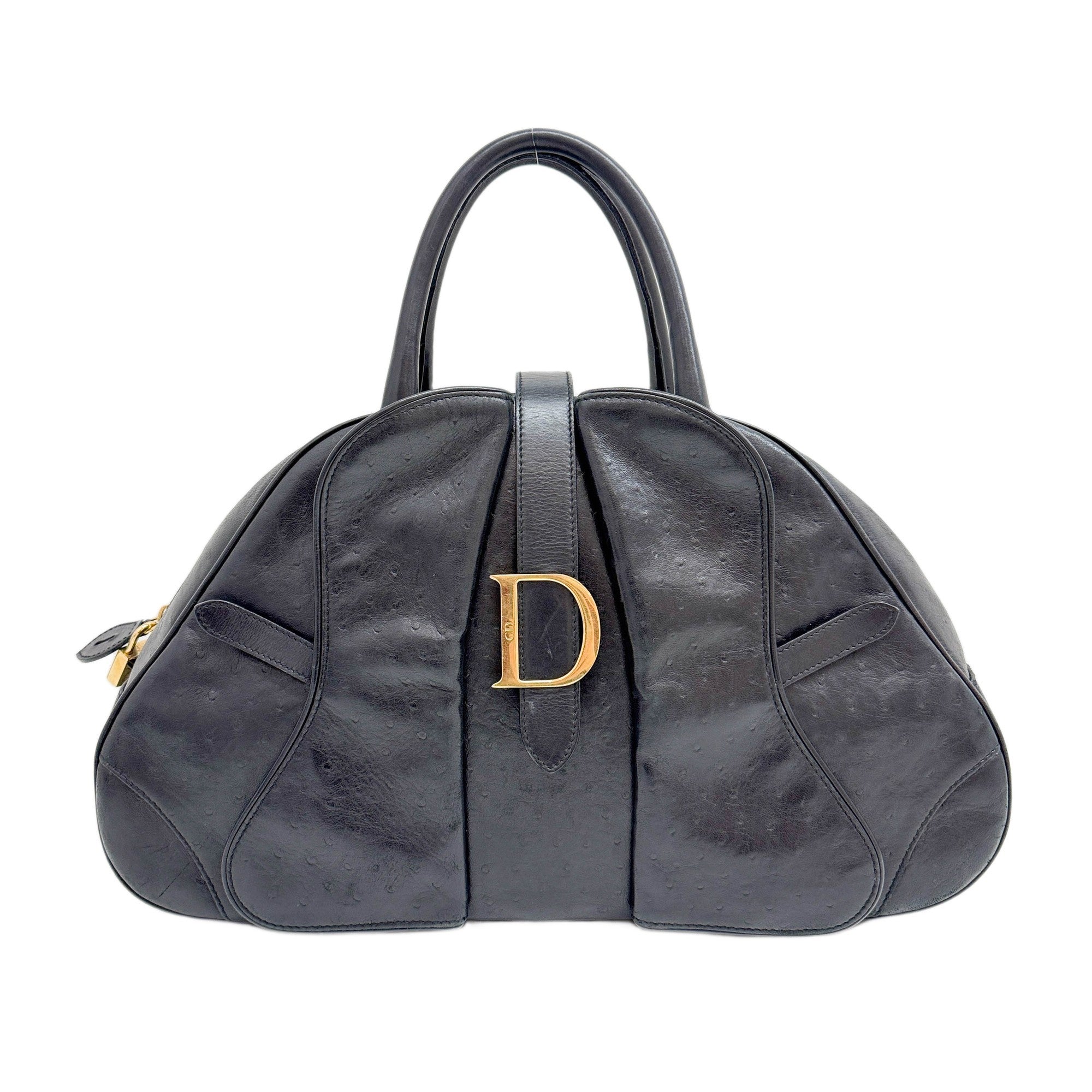 Saddle Bowler Black Leather Hand Bag