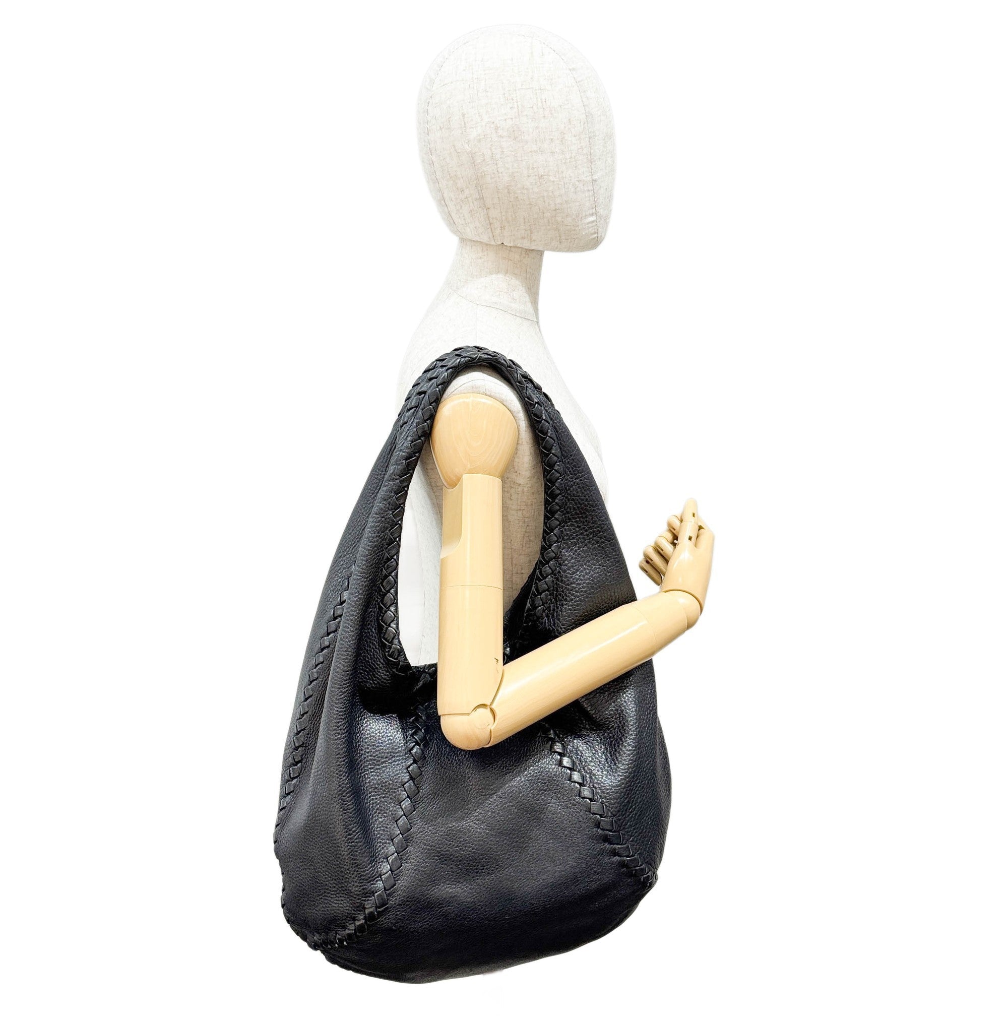 Bottega Veneta Black Leather Hobo Bag