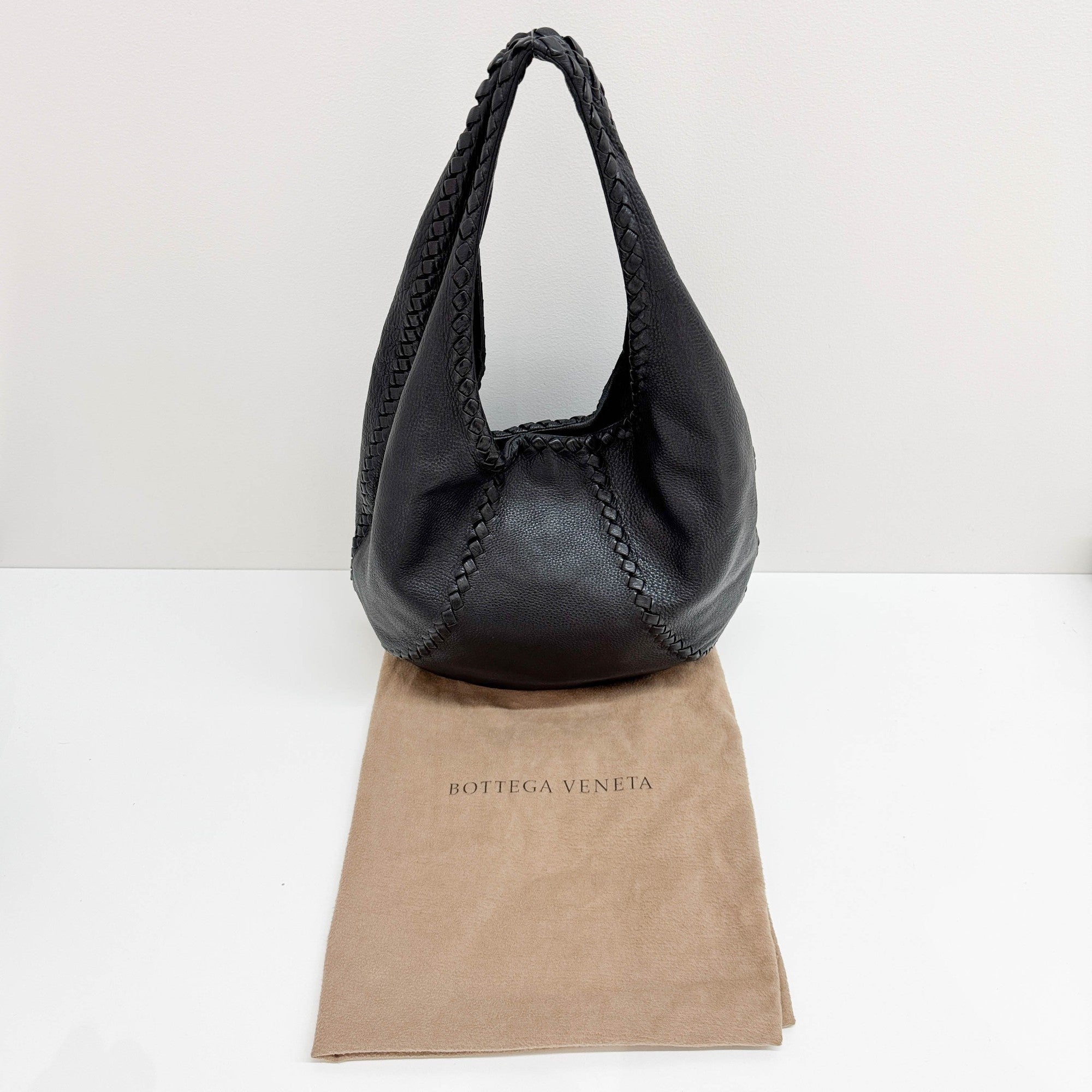 Bottega Veneta Black Leather Hobo Bag