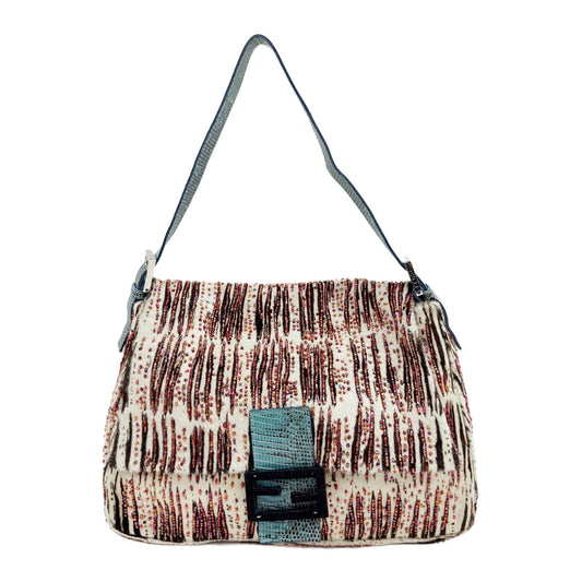 Zebra Print with Embroidery Pony Hair Mamma Baguette Bag