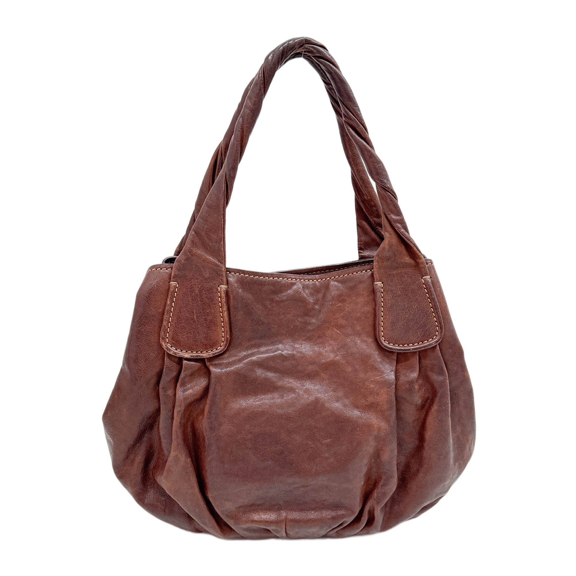 Brown Leather Tote Shoulder Bag