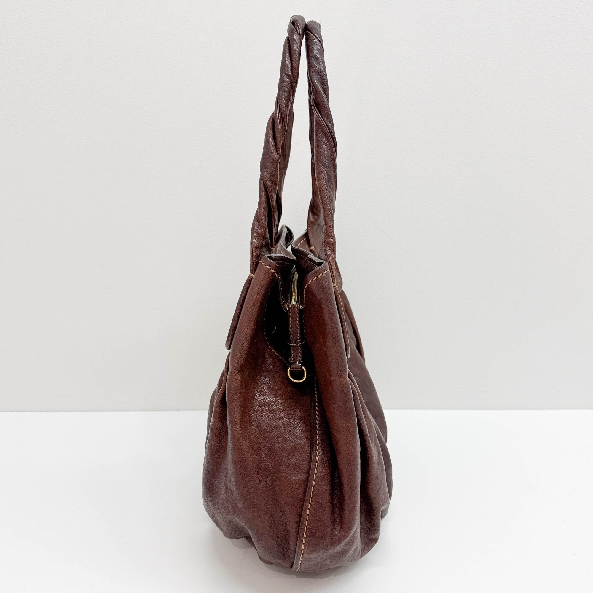 Brown Leather Tote Shoulder Bag